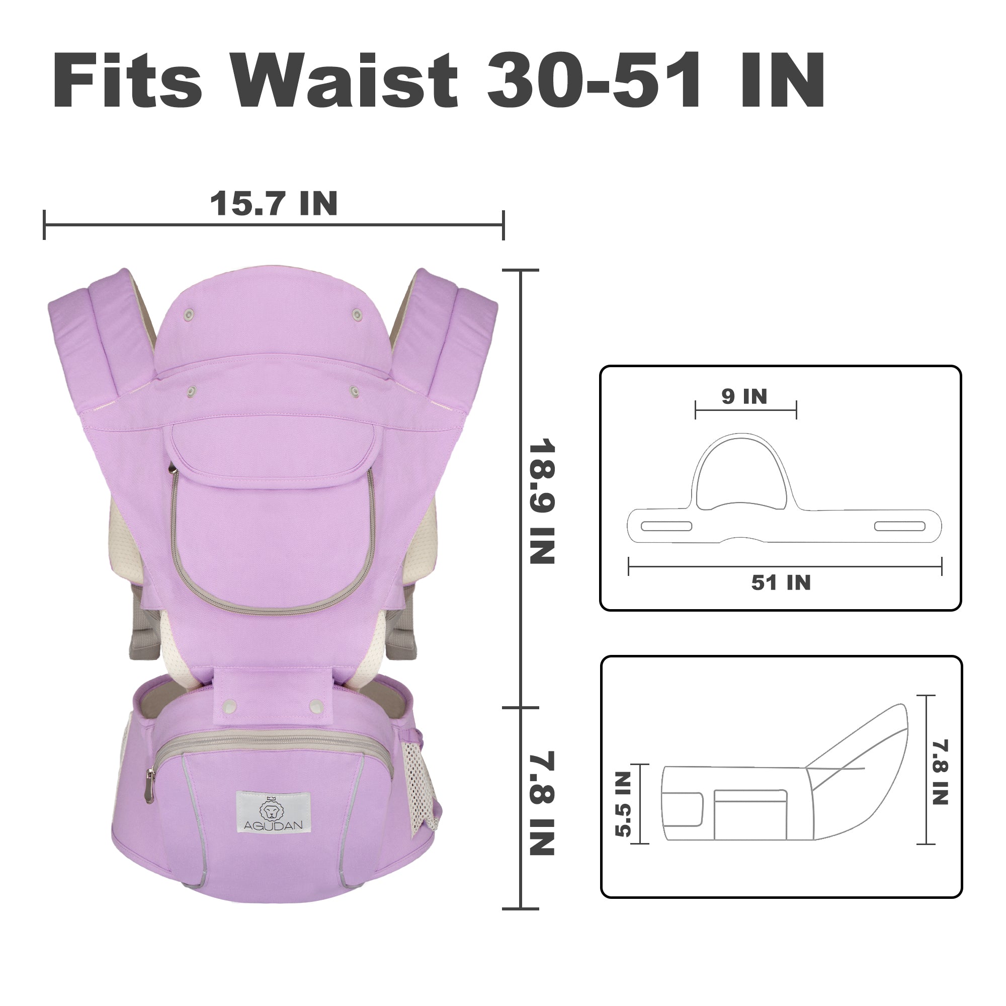 6-in-1 Ergonomic Baby Carrier with Hip Seat, Unisex Waist Stool for Infants 0–36 Months