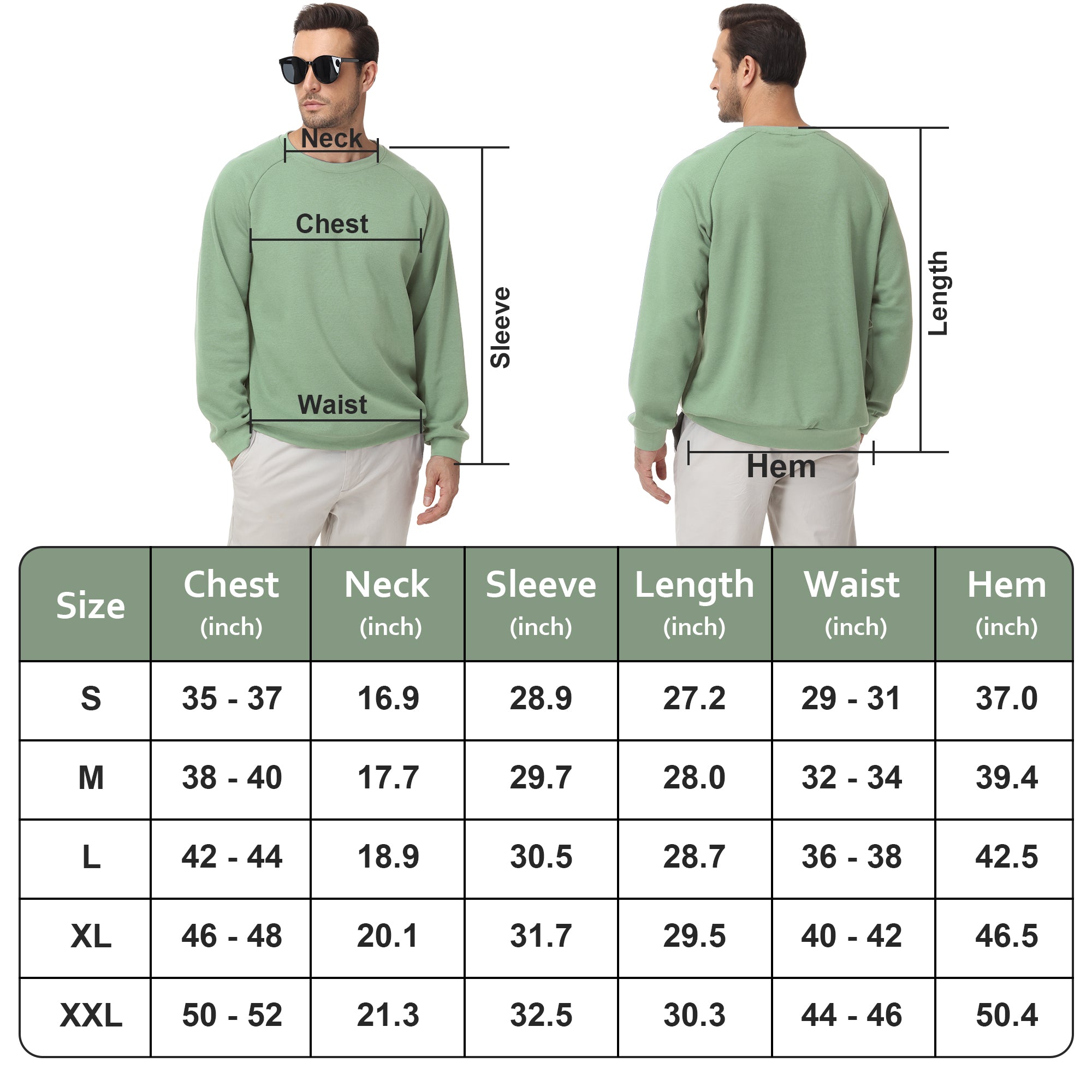 Pepypepy Men's Crewneck Sweatshirt – Soft Lightweight Cotton Pullover, Solid Color Long Sleeve for Casual Wear and Layering