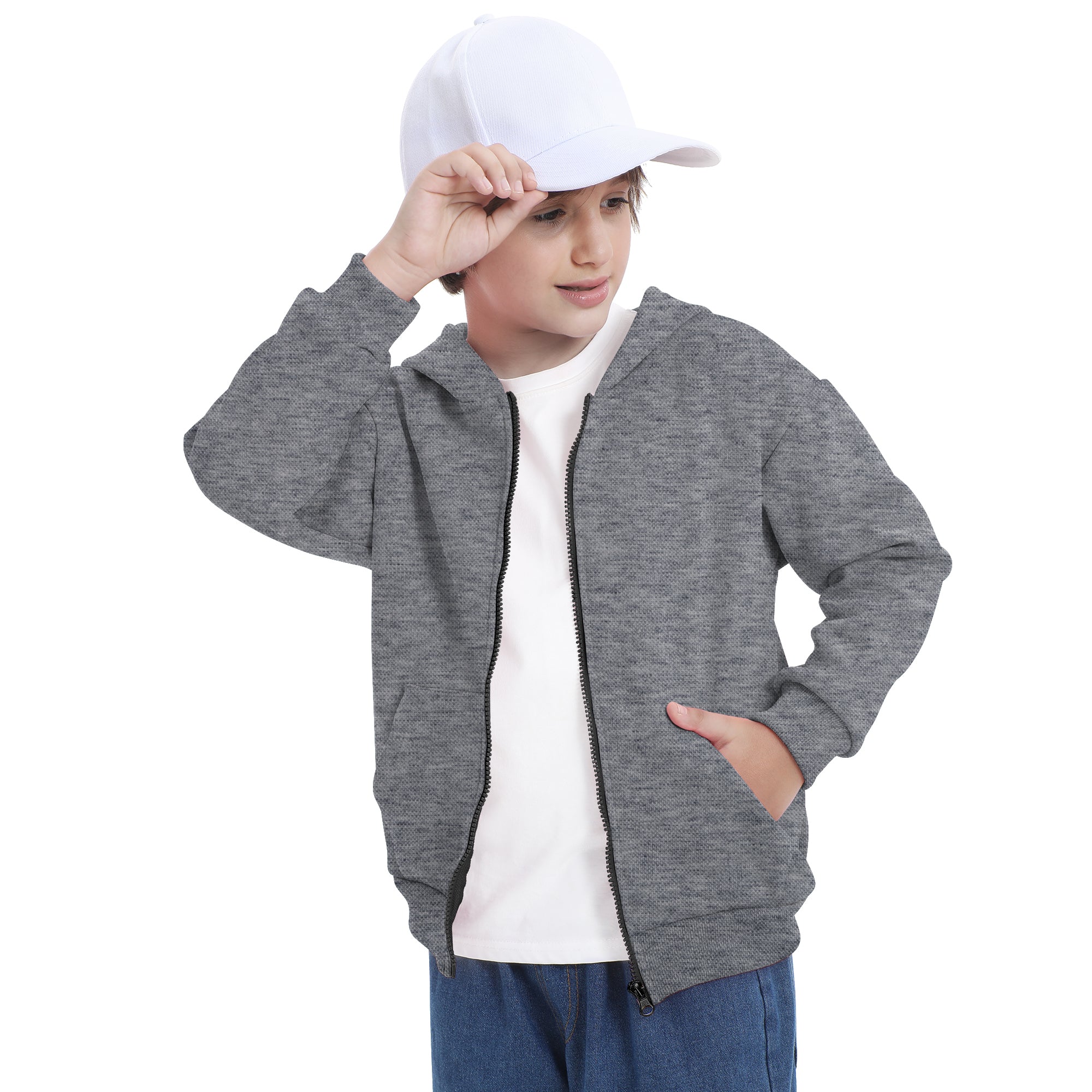 BIG ELEPHANT Boys' and Girls' Zip-Up Hoodie with Pockets, Fleece-Lined Soft Cotton Jacket for School