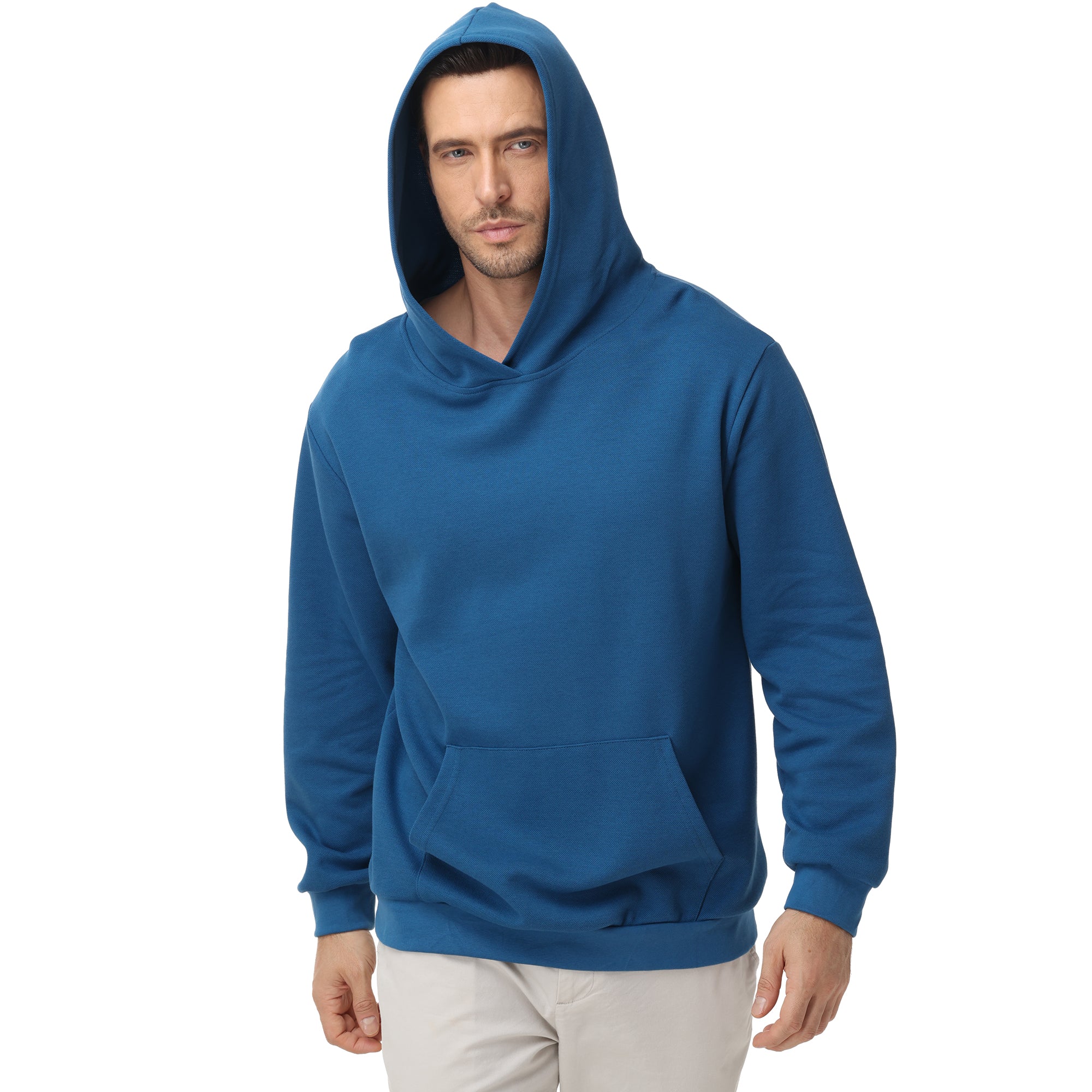 Pepypepy Men's Hooded Sweatshirt – Soft Lightweight Cotton Pullover Hoodie, Solid Color Long Sleeve for Casual Wear and Layering