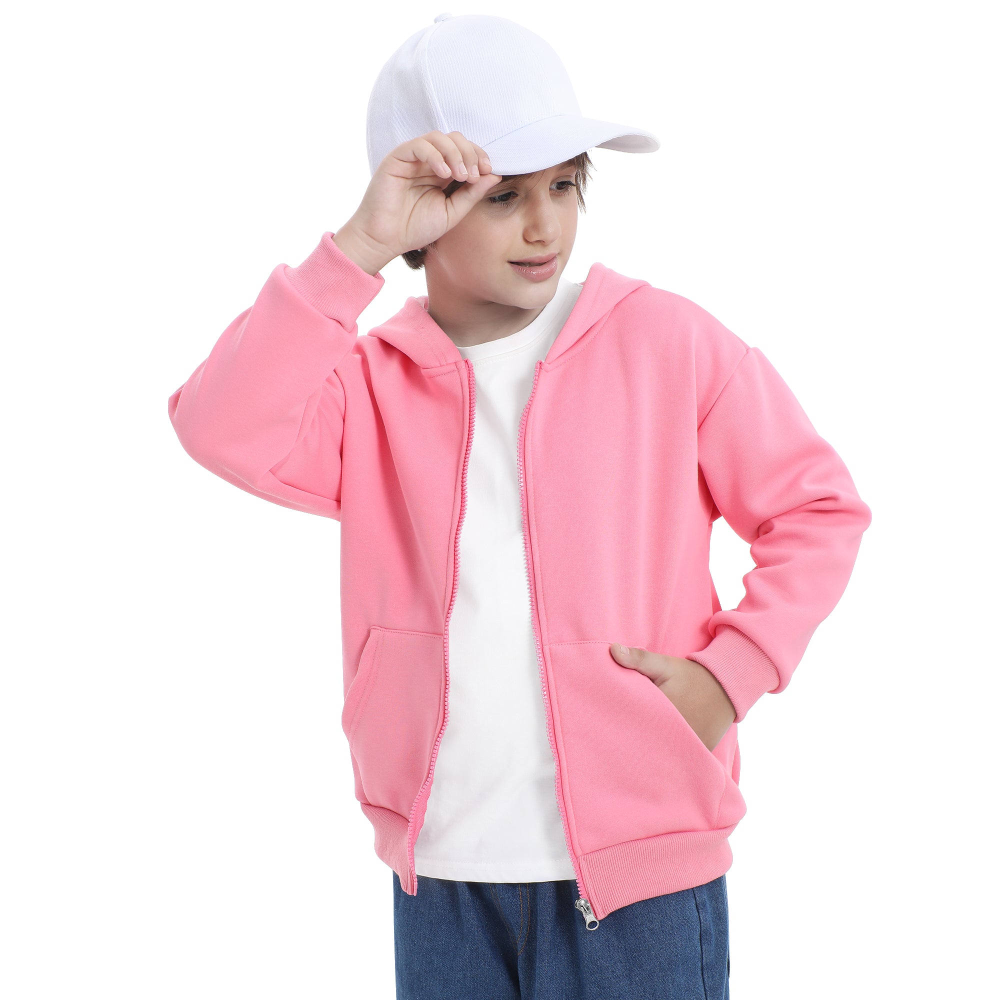 BIG ELEPHANT Boys' and Girls' Zip-Up Hoodie with Pockets, Fleece-Lined Soft Cotton Jacket for School
