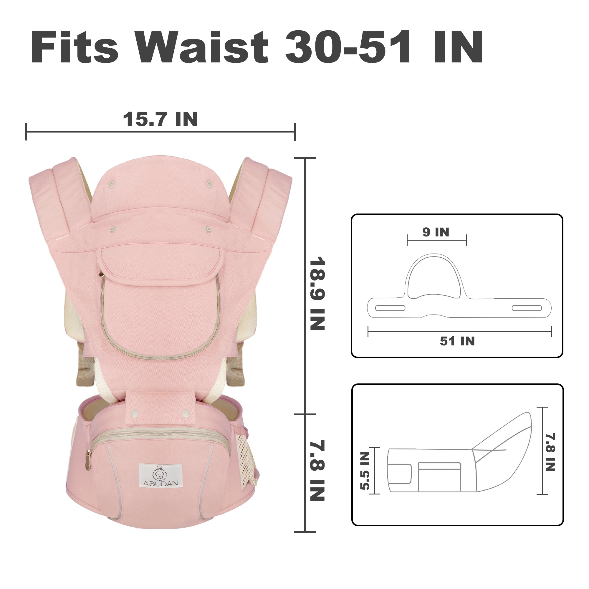 6-in-1 Ergonomic Baby Carrier with Hip Seat, Unisex Waist Stool for Infants 0–36 Months