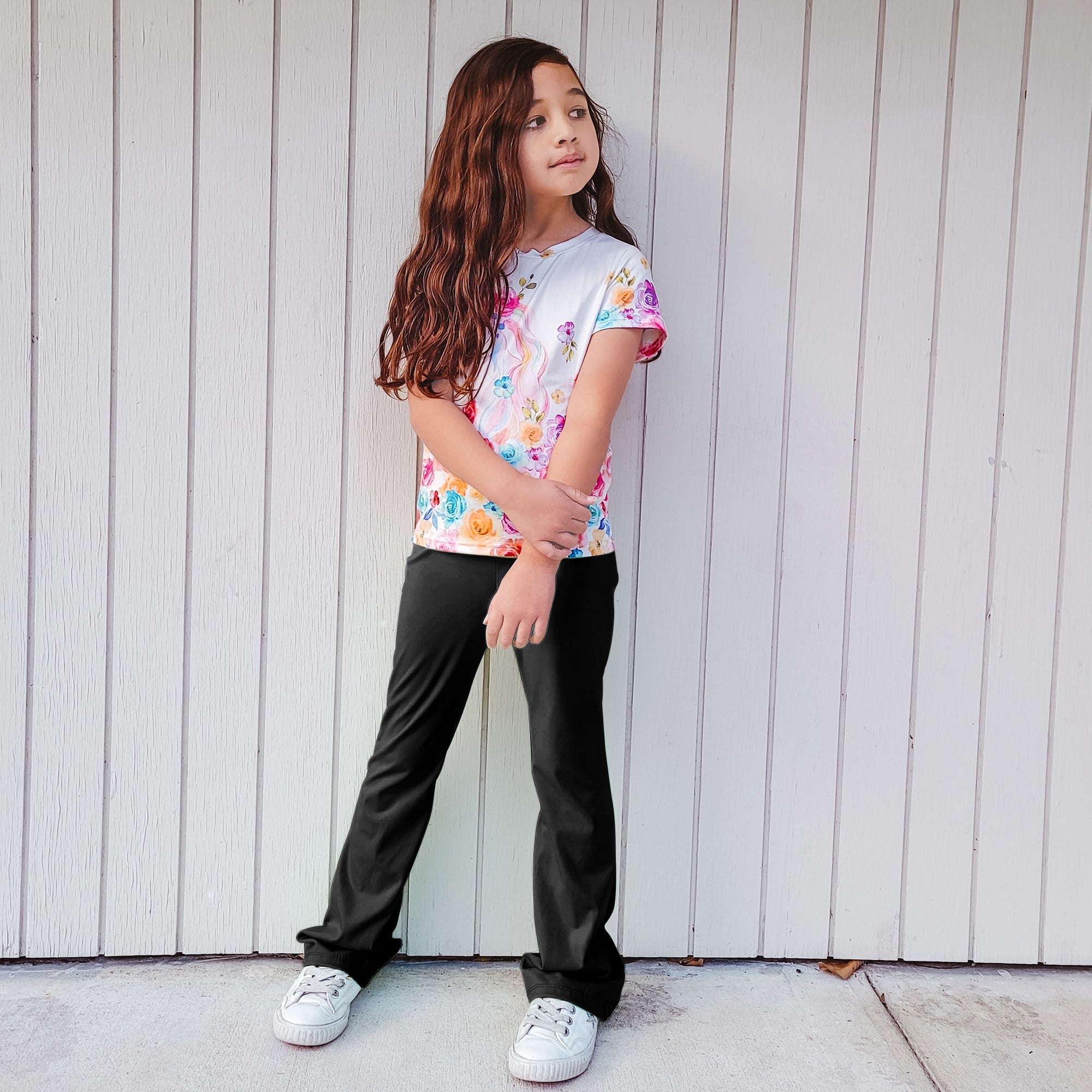 BIG ELEPHANT 3-Pack Girls’ Flared Pants with Pockets – High Waisted Bell Bottom Leggings for School, Dance & Everyday Wear