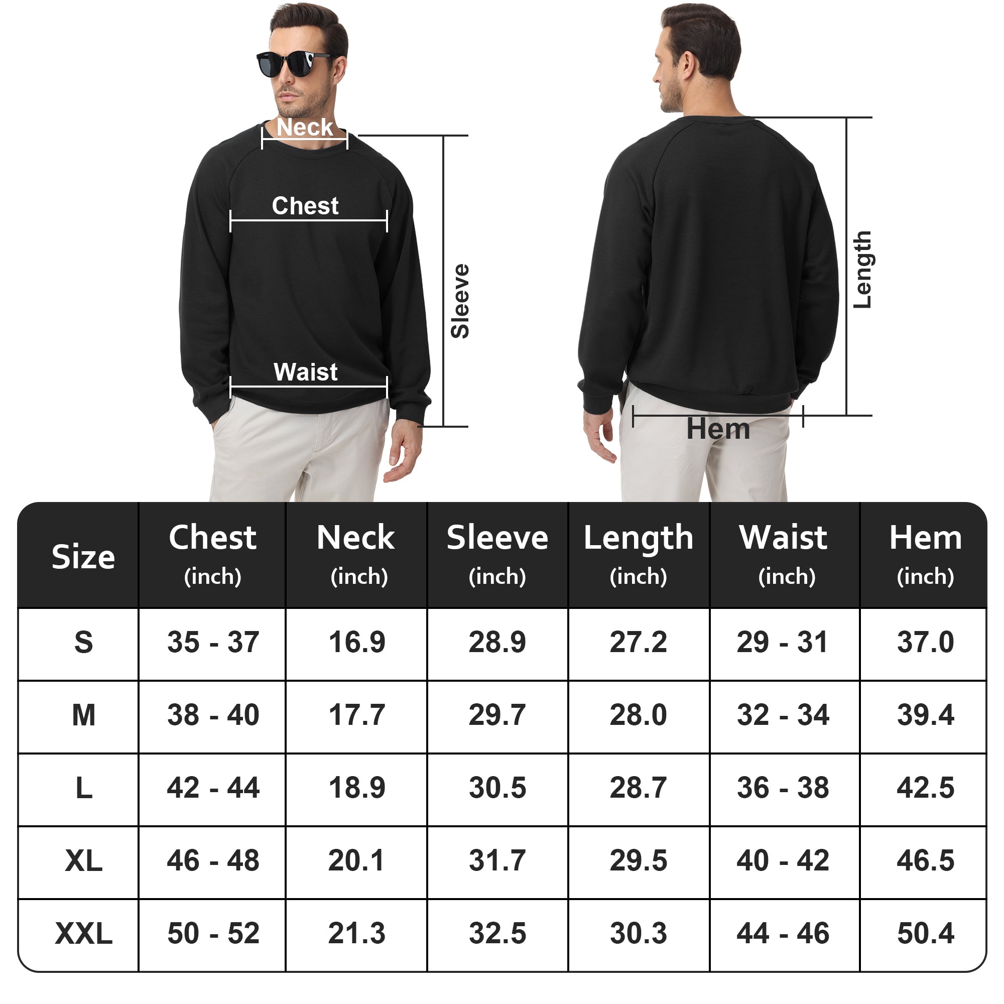 Pepypepy Men's Crewneck Sweatshirt – Soft Lightweight Cotton Pullover, Solid Color Long Sleeve for Casual Wear and Layering