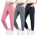 BIG ELEPHANT 3-Pack Girls’ High Waist Jogger Pants with Pockets –Kids Athletic Sweatpants for Running, Yoga, and Everyday Wear, XS-XL