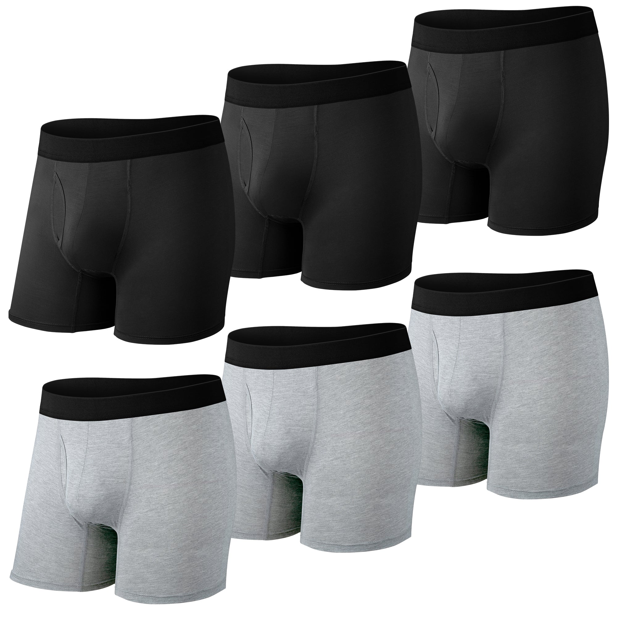 Protium 6-Pack Men's Boxer Briefs – Tag-Free, Soft, Breathable, Moisture-Wicking Underwear with No Ride-Up Design for All-Day Comfort