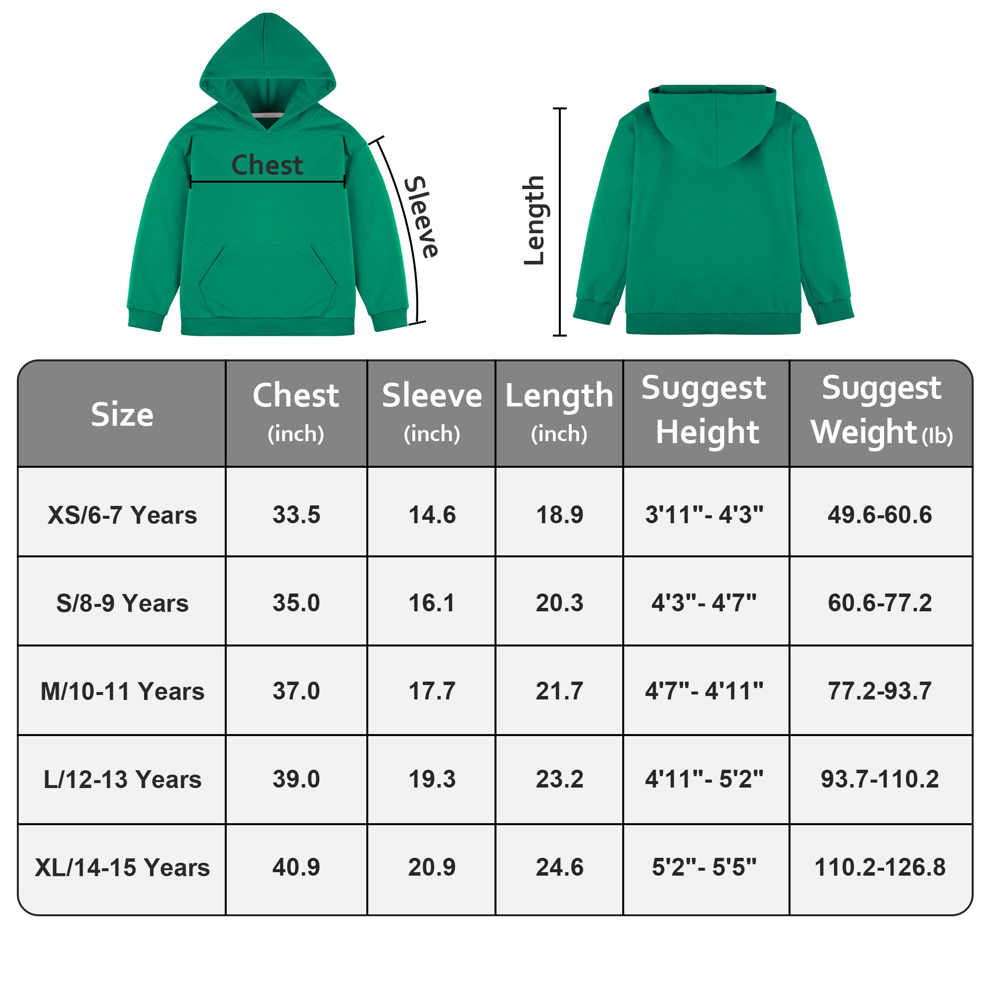 BIG ELEPHANT Boys’ and Girls’ Lightweight 100% Cotton Hooded Sweatshirt with Pocket – Long Sleeve for School & Everyday Wear