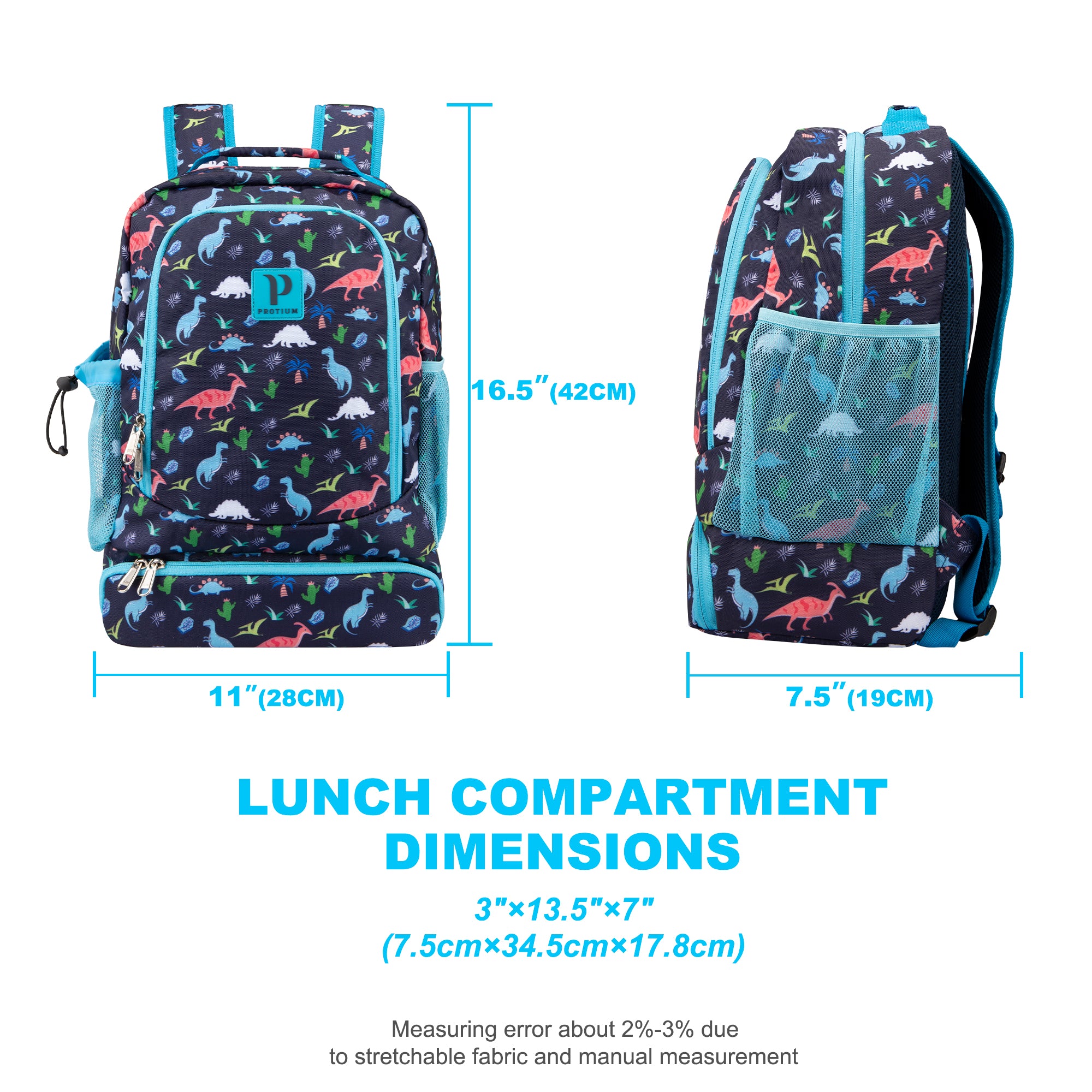 Kids 2-in-1 Backpack and Insulated Lunch Bag – 16” Durable Backpack with Lunchbox in Fun Prints for School and Travel – Water-Resistant, Padded, and Spacious Compartments (Dinosaur Design)