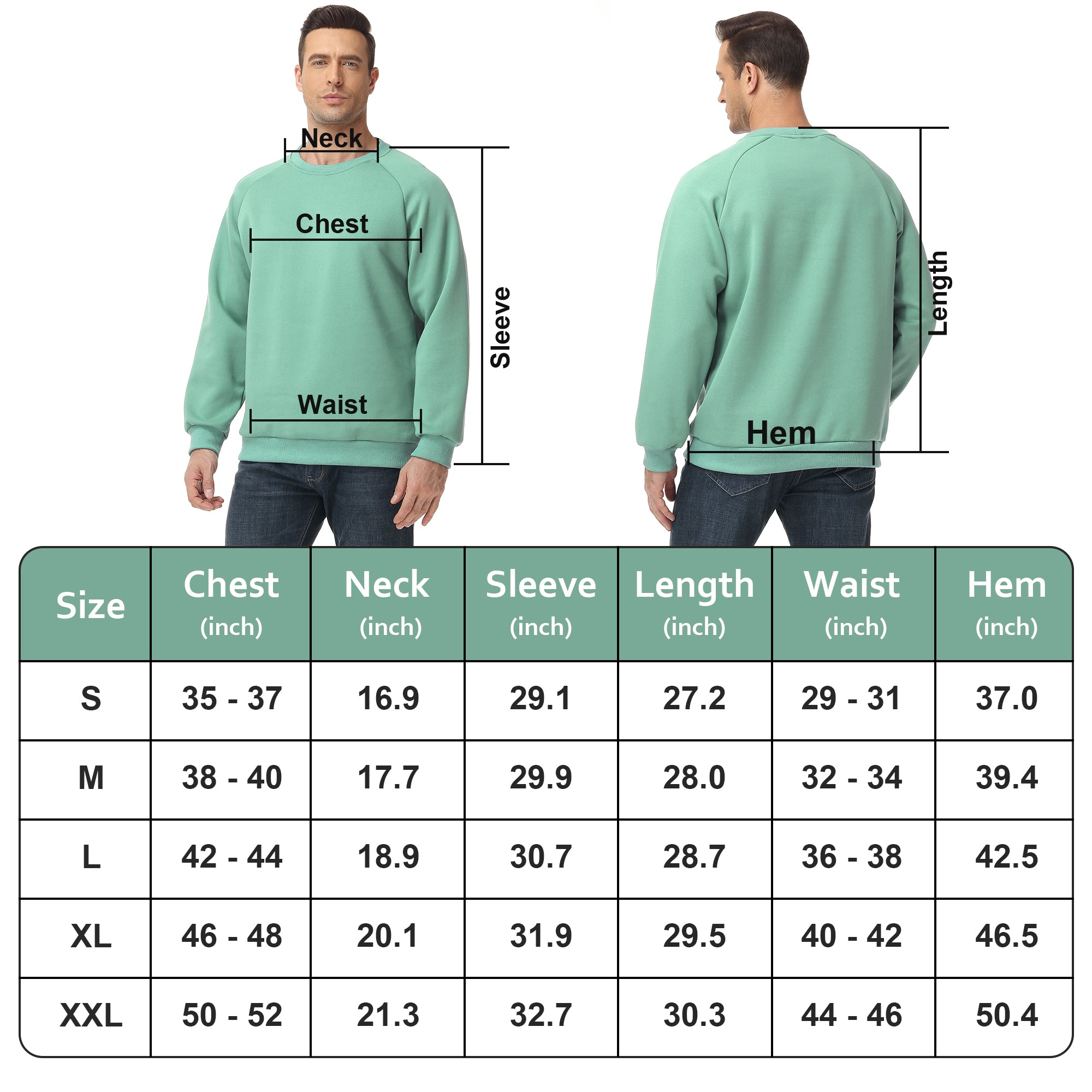 Men's 100% Cotton Crewneck Sweatshirt – Double-Layer Pullover for Comfort and Warmth, Solid Color Long Sleeve for Casual Wear