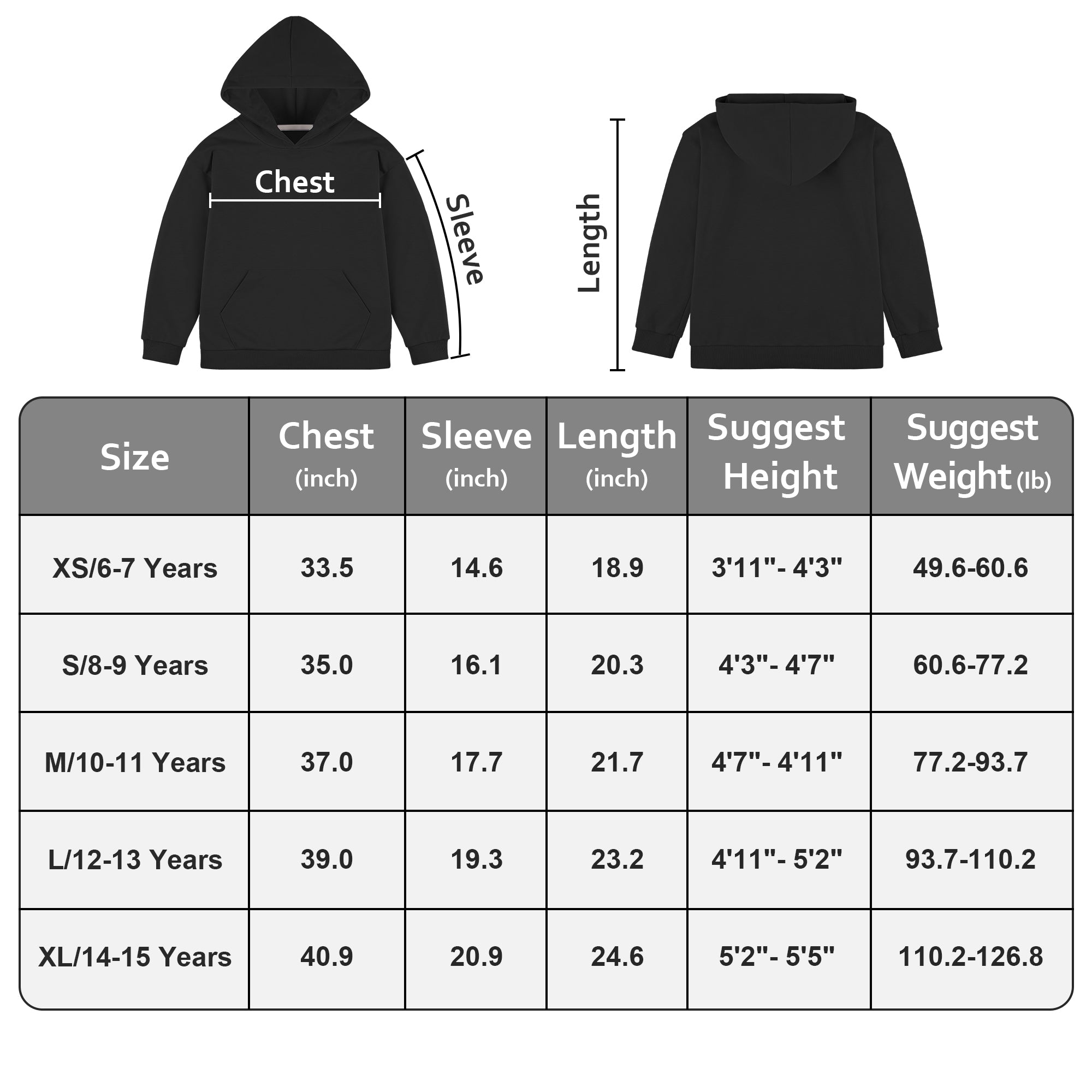 BIG ELEPHANT Boys’ and Girls’ Lightweight 100% Cotton Hooded Sweatshirt with Pocket – Long Sleeve for School & Everyday Wear