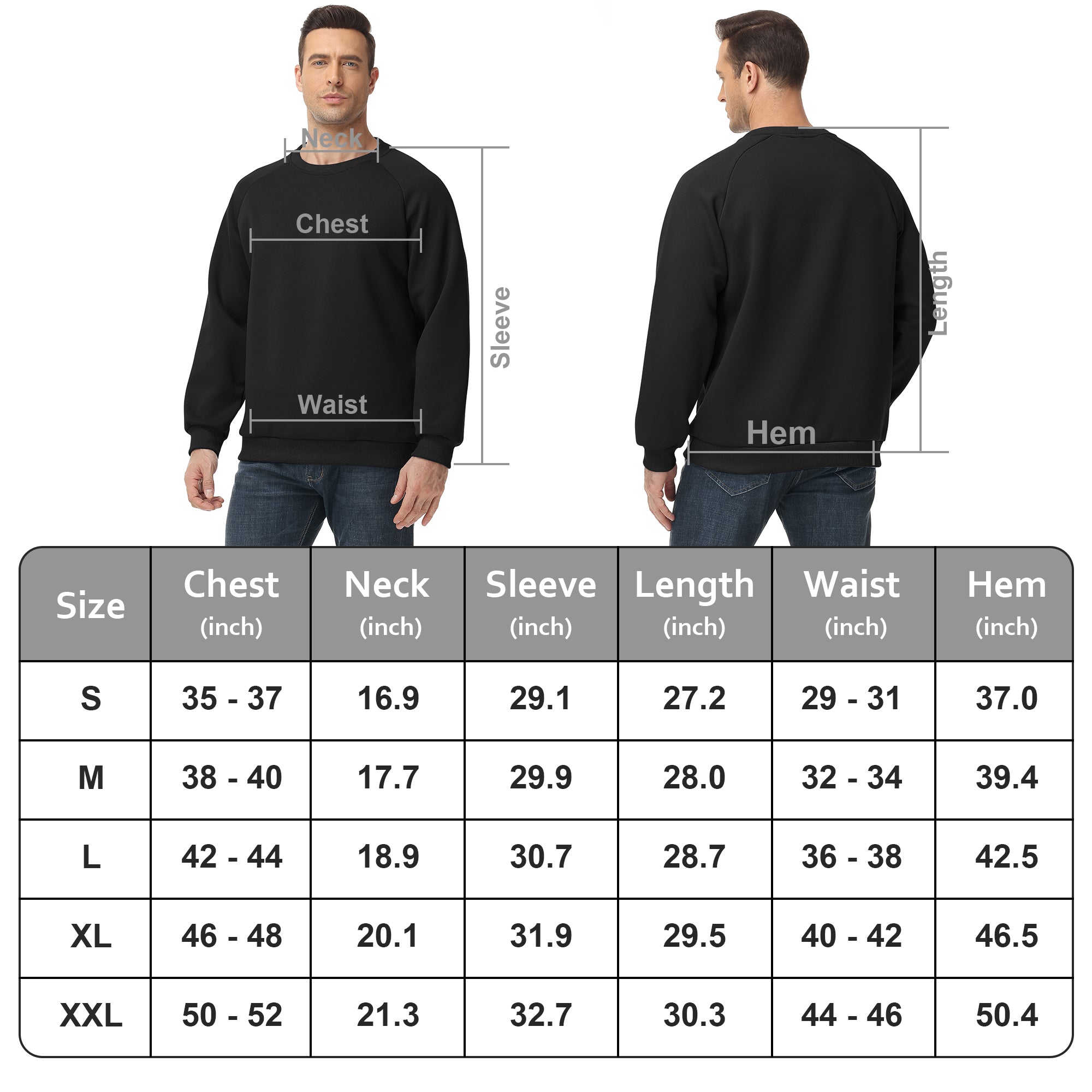 Men's 100% Cotton Crewneck Sweatshirt – Double-Layer Pullover for Comfort and Warmth, Solid Color Long Sleeve for Casual Wear