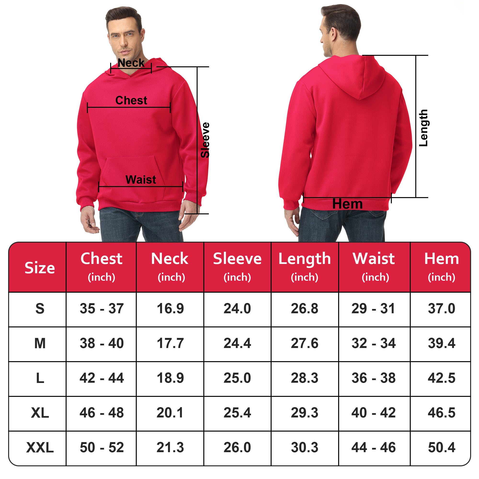 Men's 100% Cotton Hoodie – Double-Layer Pullover Sweatshirt in Solid Color, Long Sleeve for Year-Round Casual Wear