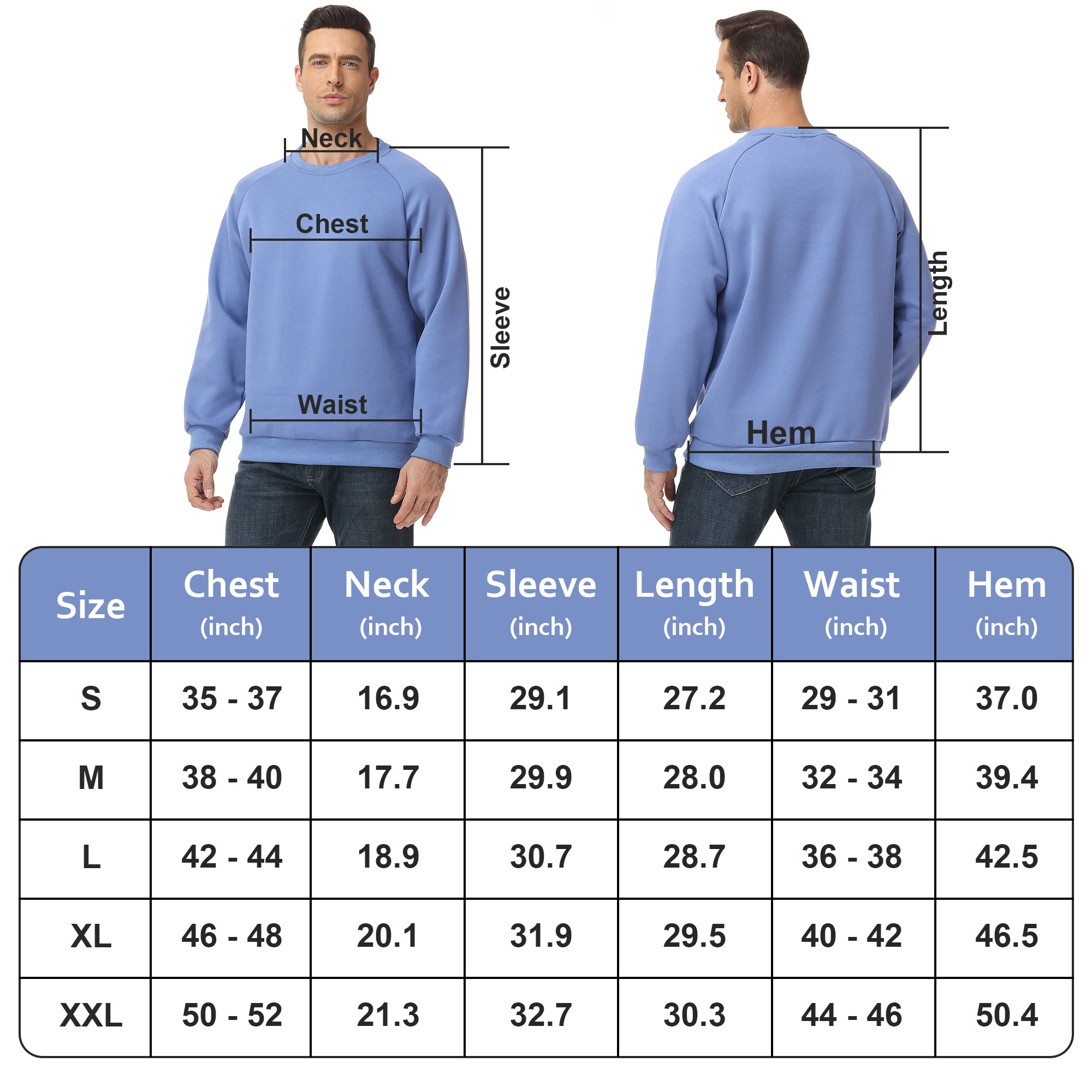 Men's 100% Cotton Crewneck Sweatshirt – Double-Layer Pullover for Comfort and Warmth, Solid Color Long Sleeve for Casual Wear