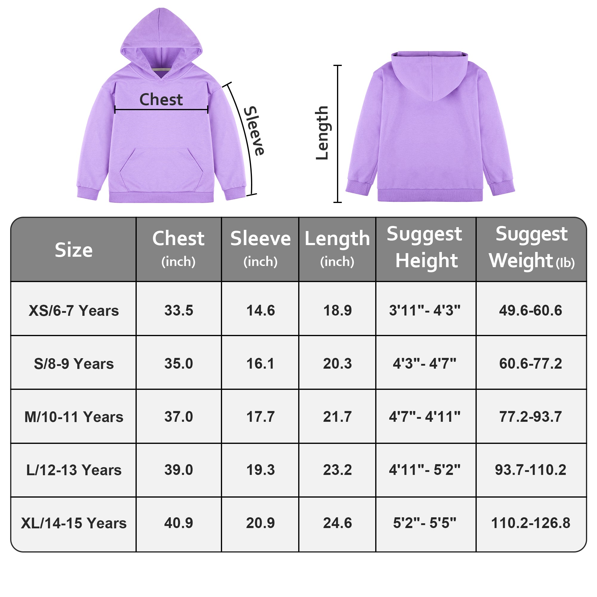 BIG ELEPHANT Boys’ and Girls’ Lightweight 100% Cotton Hooded Sweatshirt with Pocket – Long Sleeve for School & Everyday Wear