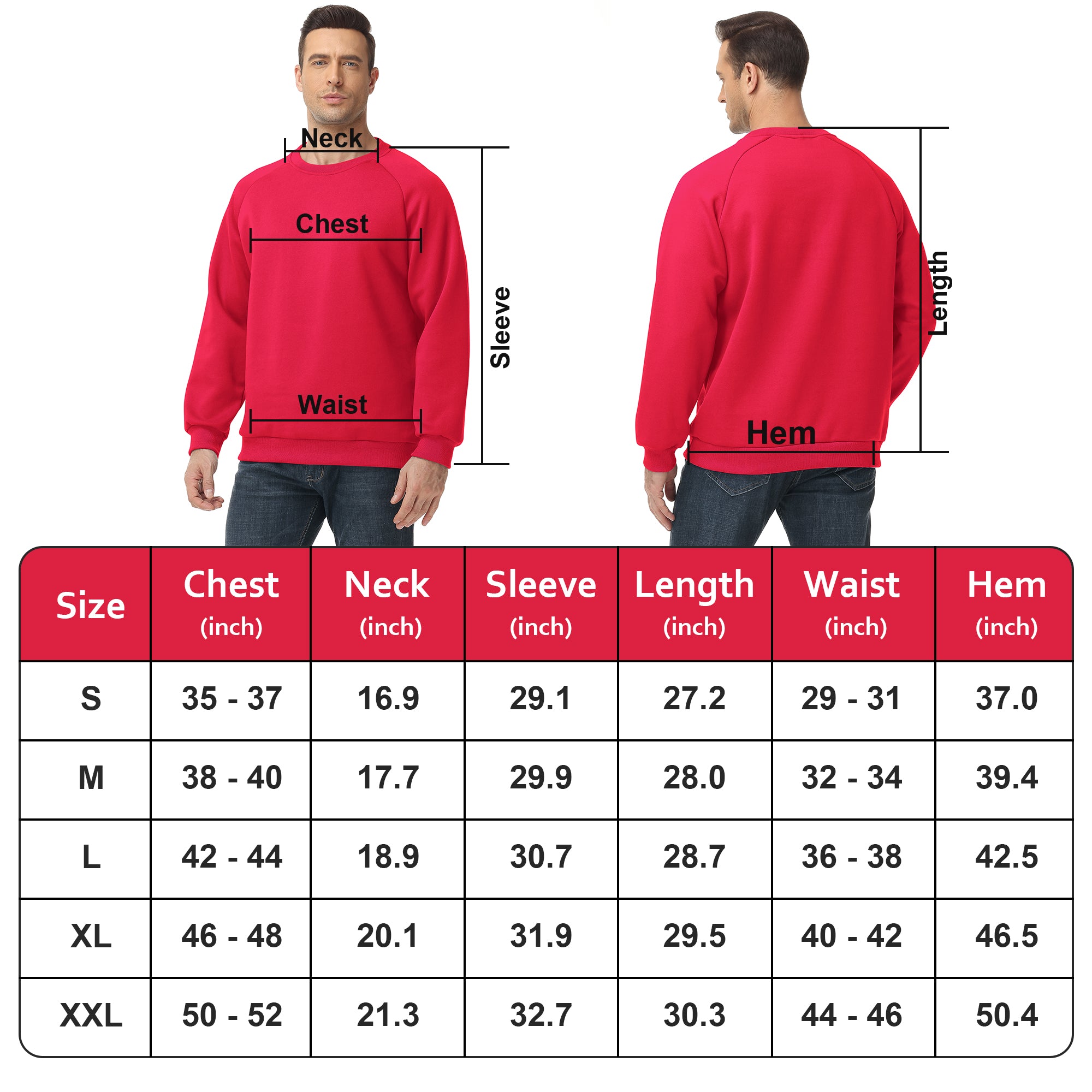 Men's 100% Cotton Crewneck Sweatshirt – Double-Layer Pullover for Comfort and Warmth, Solid Color Long Sleeve for Casual Wear
