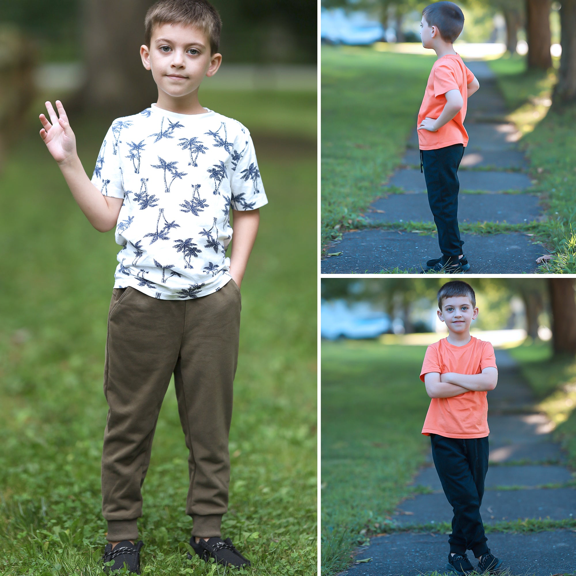 BIG ELEPHANT 3-Pack Boys Sweatpants, Youth Cotton Athletic Sweatpants with Pockets and Adjustable Drawstring