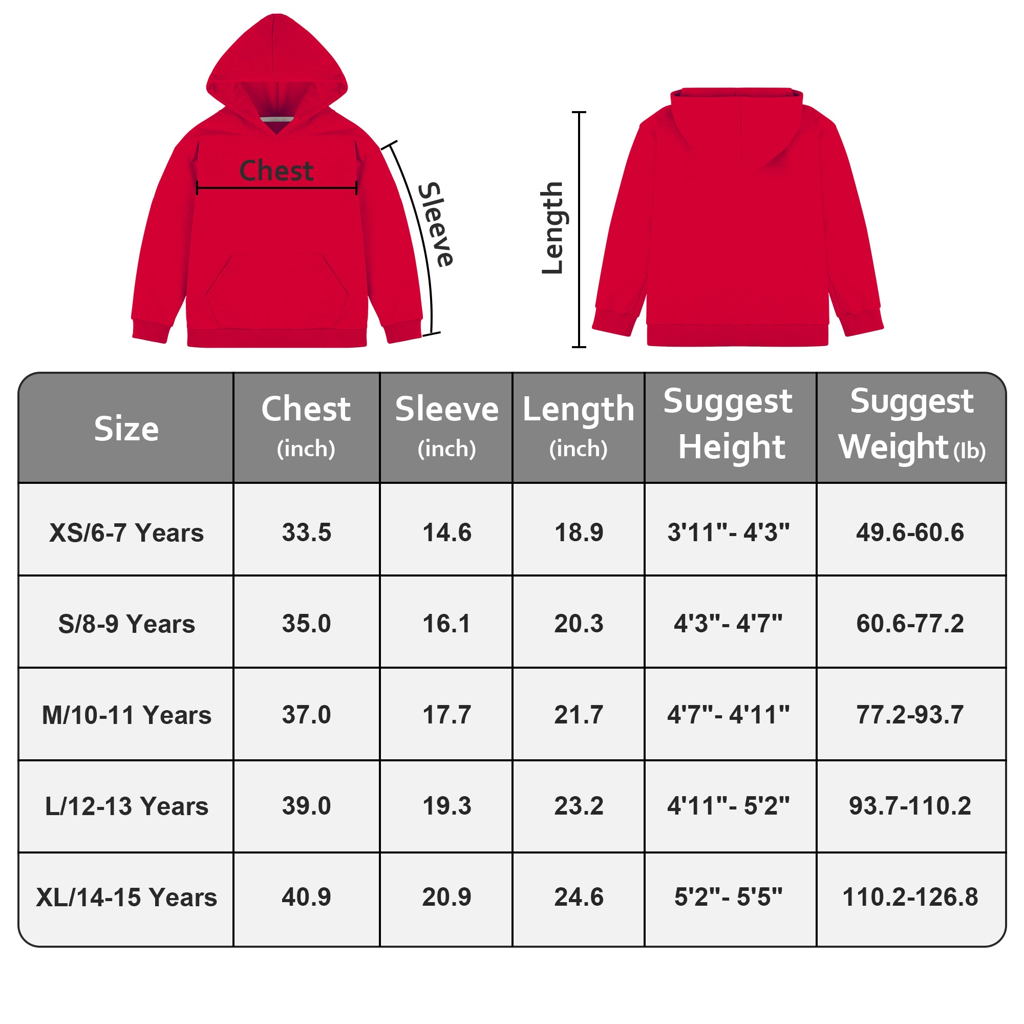 BIG ELEPHANT Boys’ and Girls’ Lightweight 100% Cotton Hooded Sweatshirt with Pocket – Long Sleeve for School & Everyday Wear