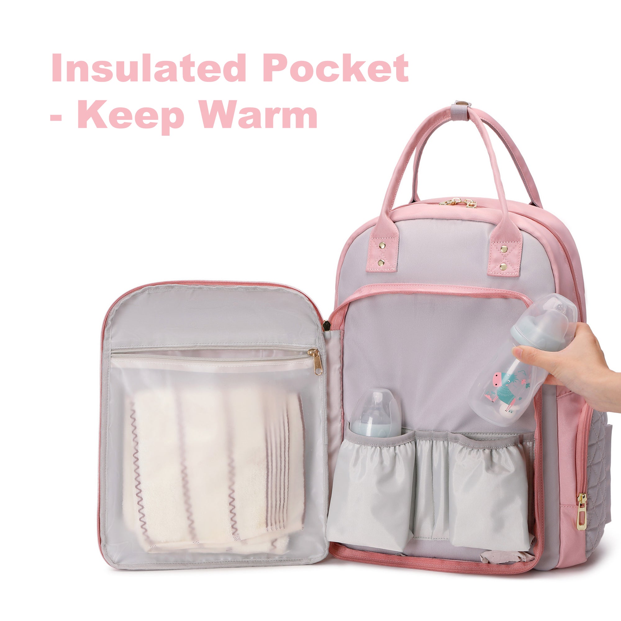 Multifunction Baby Diaper Bag Backpack, Travel Maternity Nappy Bag for Moms, 12x7x16 Inches