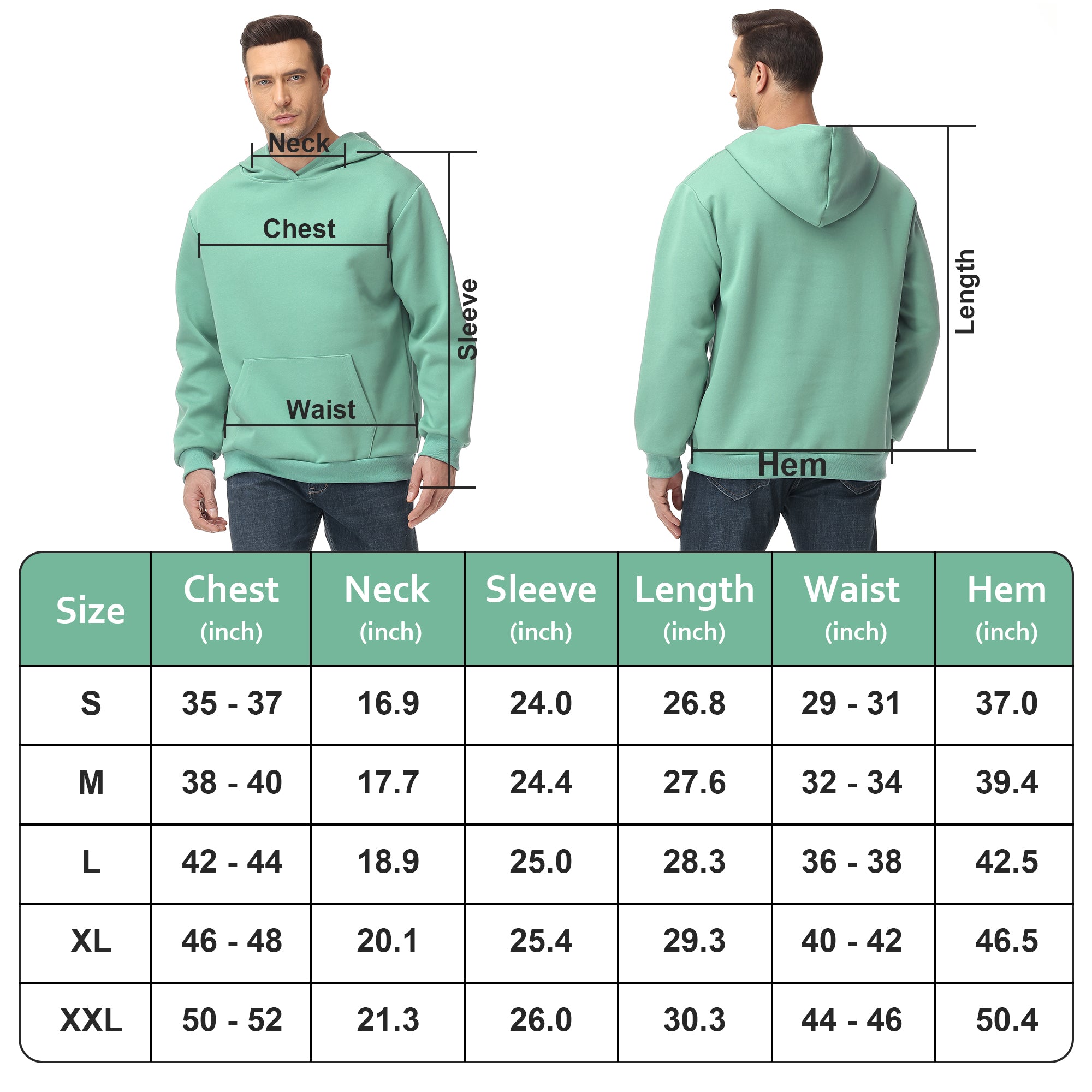 Men's 100% Cotton Hoodie – Double-Layer Pullover Sweatshirt in Solid Color, Long Sleeve for Year-Round Casual Wear