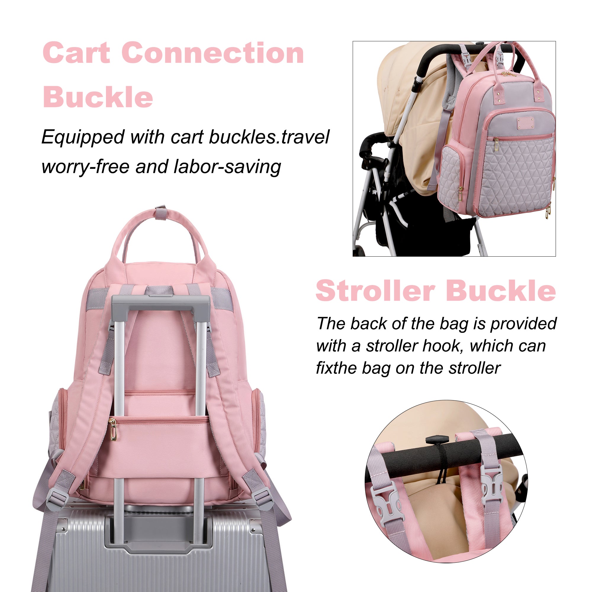 Multifunction Baby Diaper Bag Backpack, Travel Maternity Nappy Bag for Moms, 12x7x16 Inches