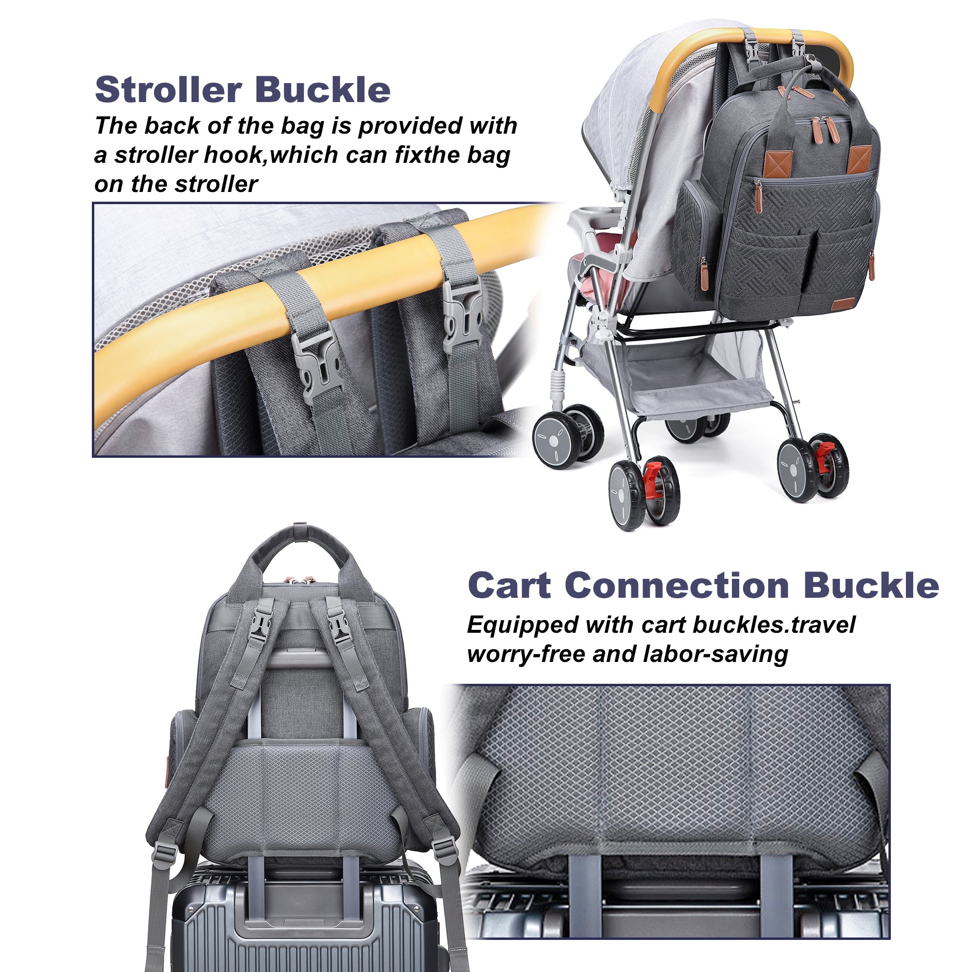 Waterproof Baby Diaper Bag Backpack, Maternity Nappy Bag with Dry & Wet Separation, 12x7x16 Inches