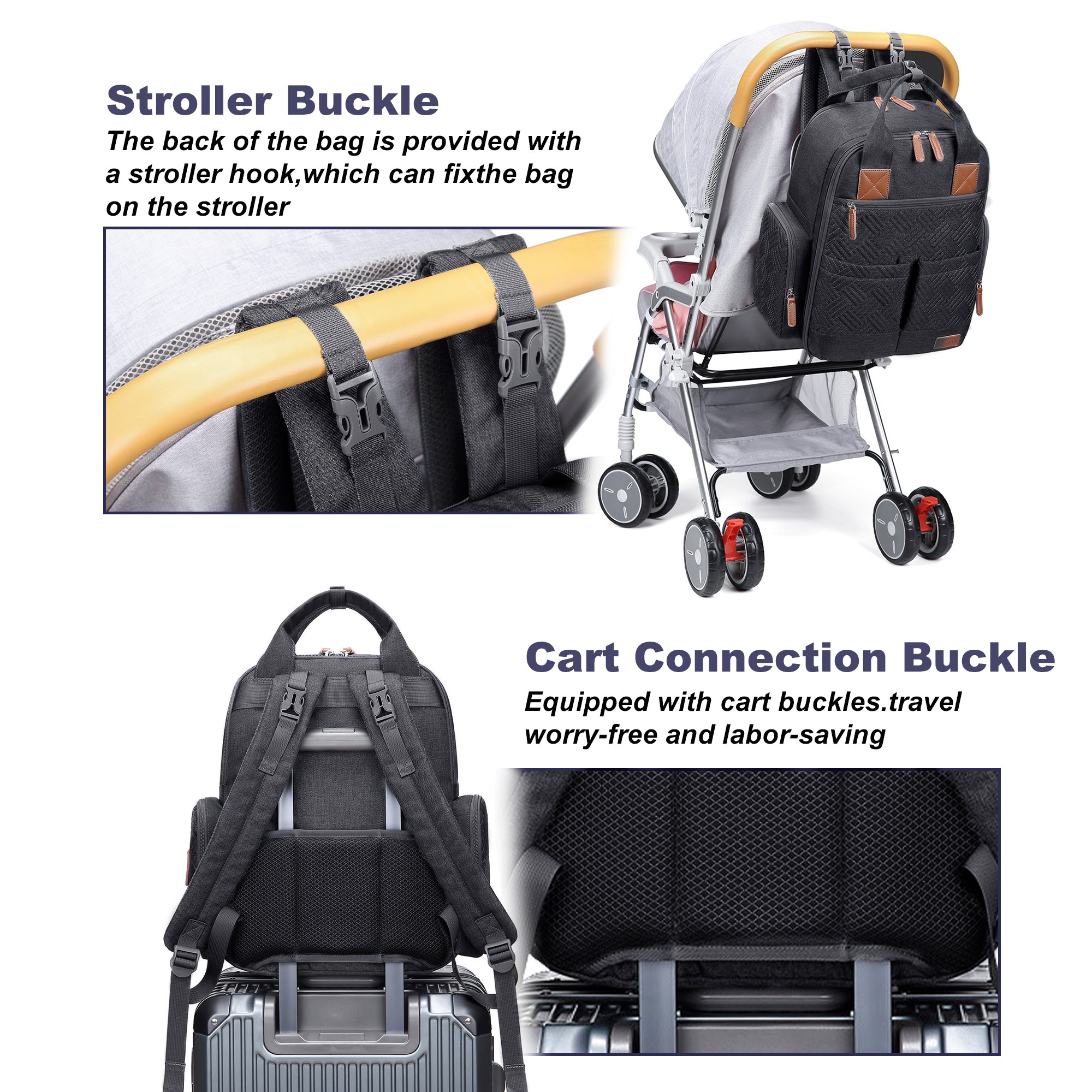 Waterproof Baby Diaper Bag Backpack, Maternity Nappy Bag with Dry & Wet Separation, 12x7x16 Inches