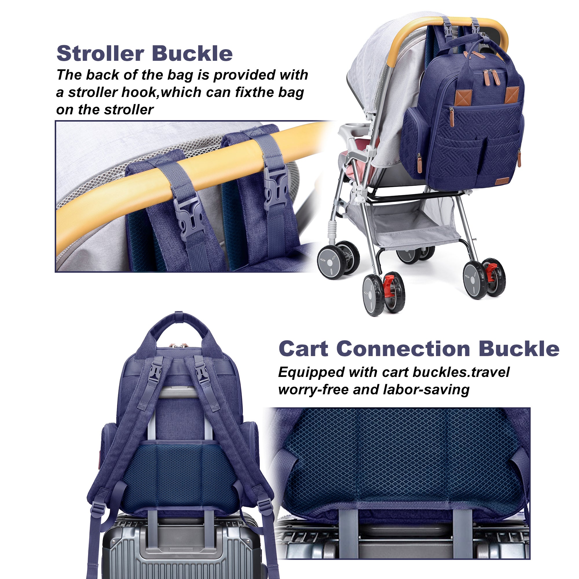 Waterproof Baby Diaper Bag Backpack, Maternity Nappy Bag with Dry & Wet Separation, 12x7x16 Inches