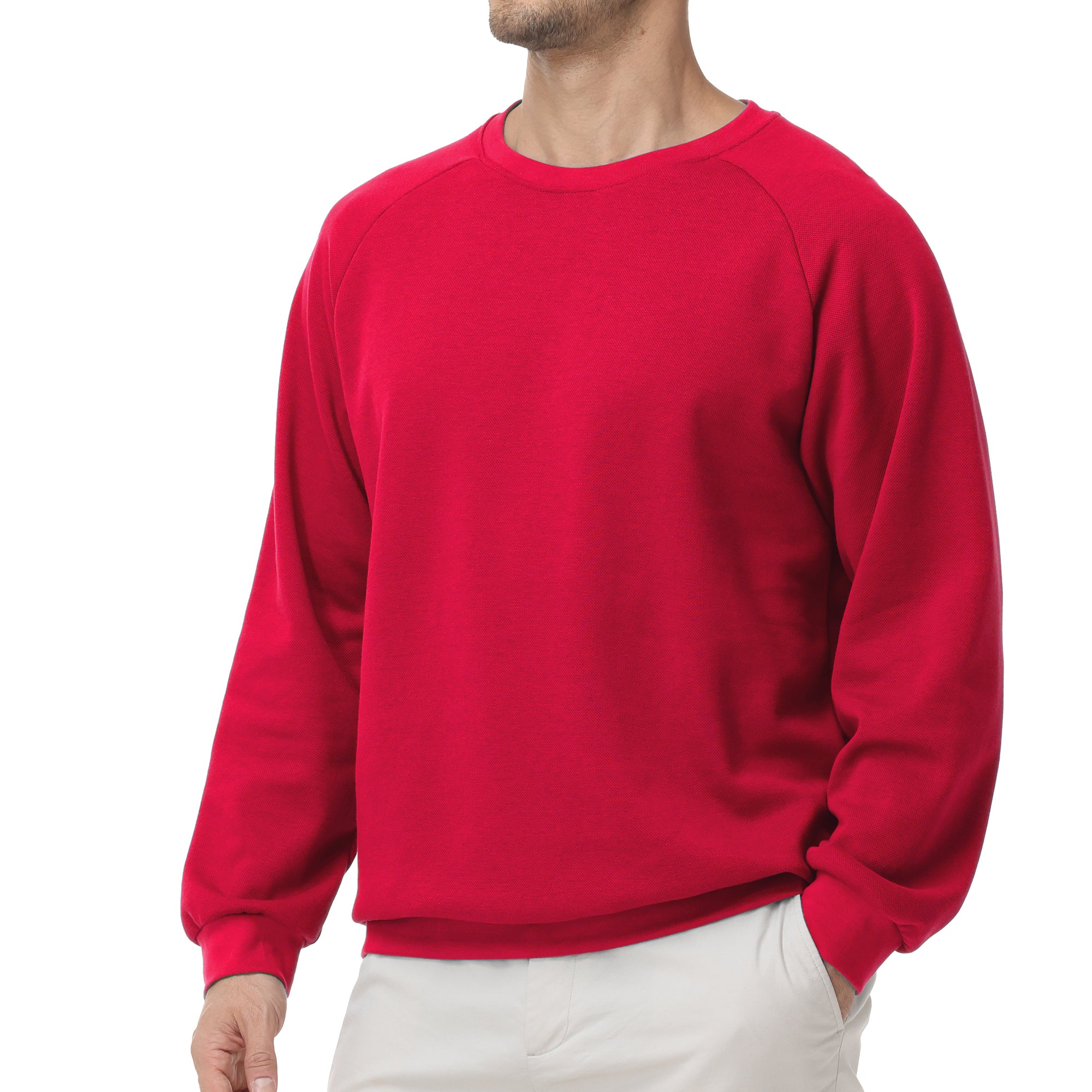 Pepypepy Men's Crewneck Sweatshirt – Soft Lightweight Cotton Pullover, Solid Color Long Sleeve for Casual Wear and Layering