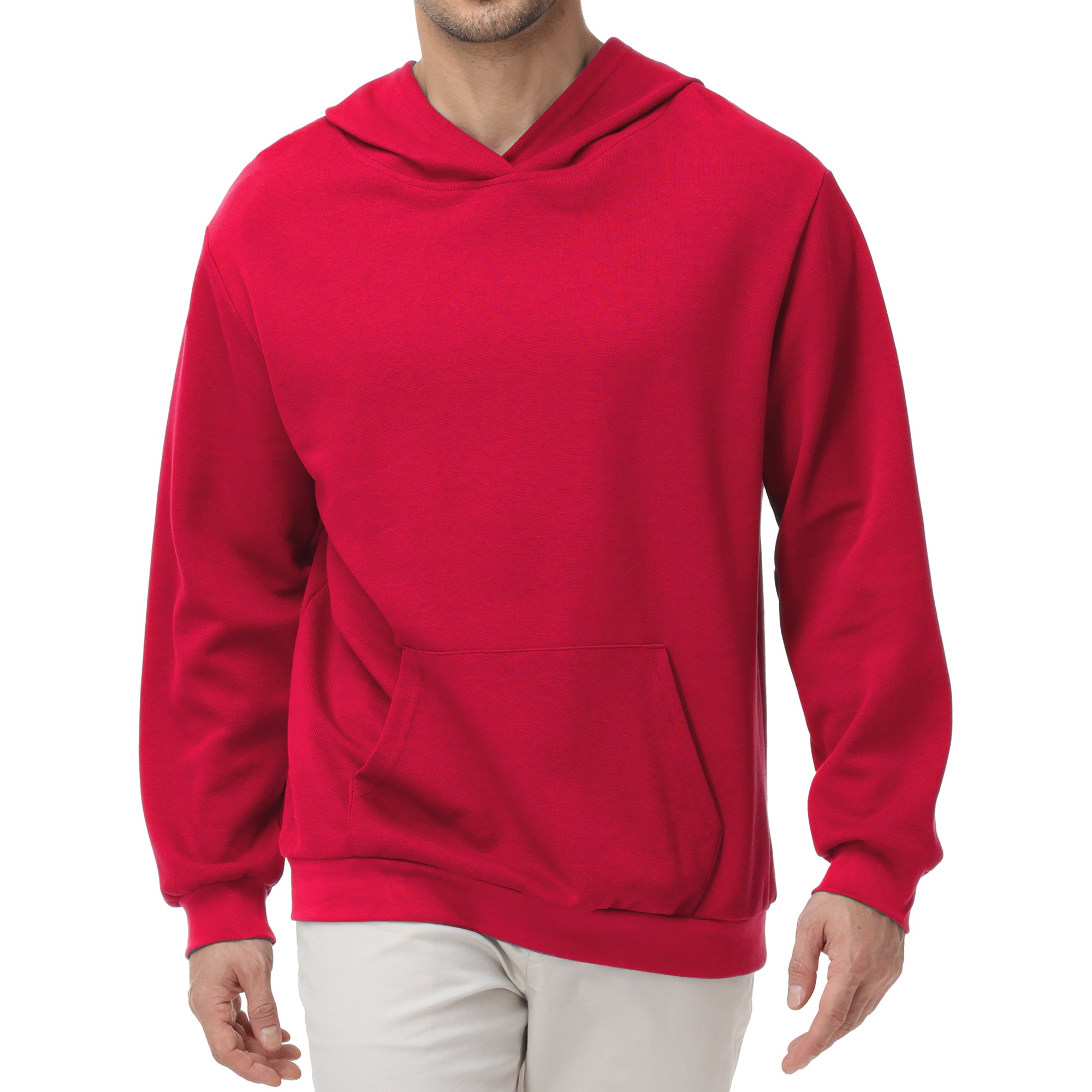 Pepypepy Men's Hooded Sweatshirt – Soft Lightweight Cotton Pullover Hoodie, Solid Color Long Sleeve for Casual Wear and Layering