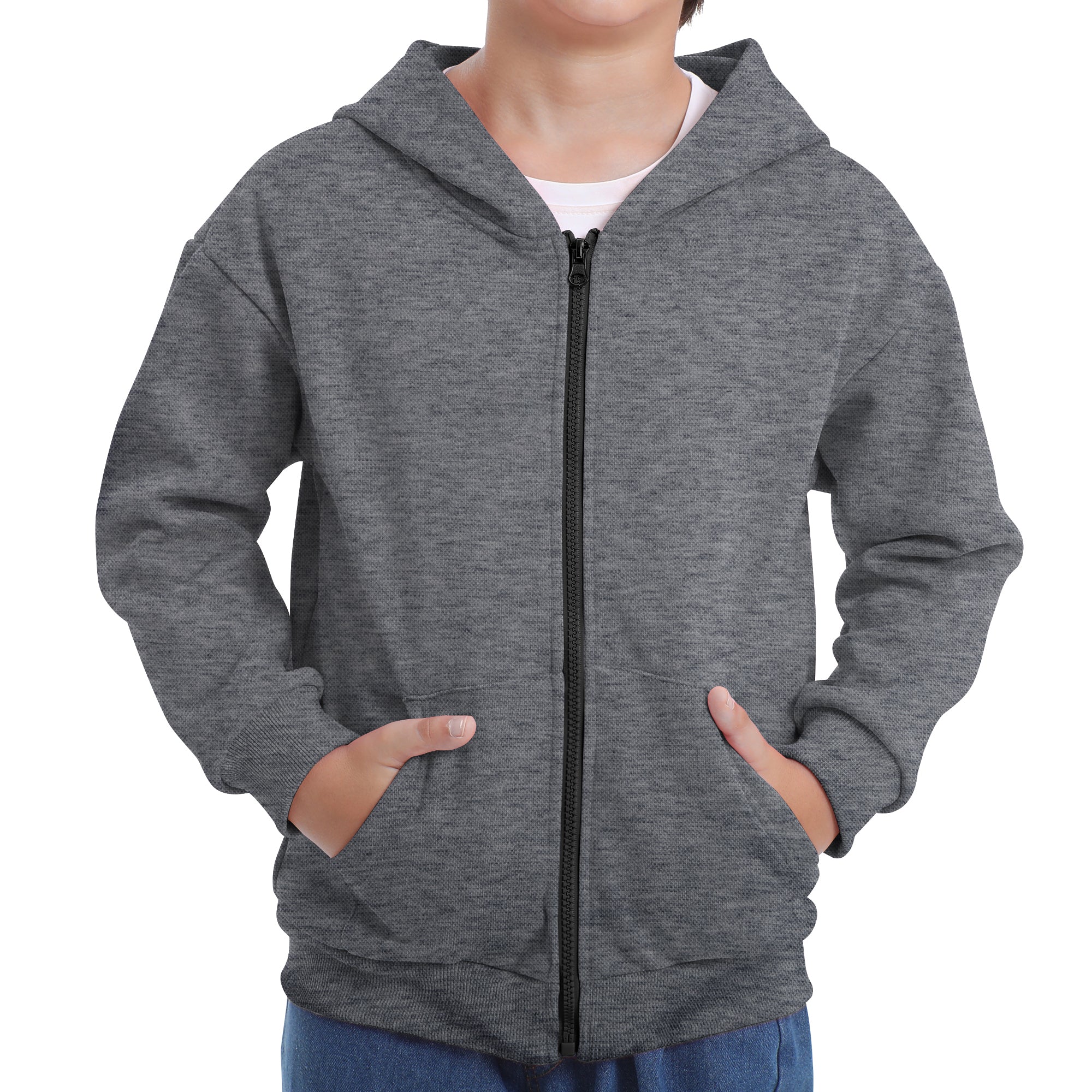 BIG ELEPHANT Boys' and Girls' Zip-Up Hoodie with Pockets, Fleece-Lined Soft Cotton Jacket for School