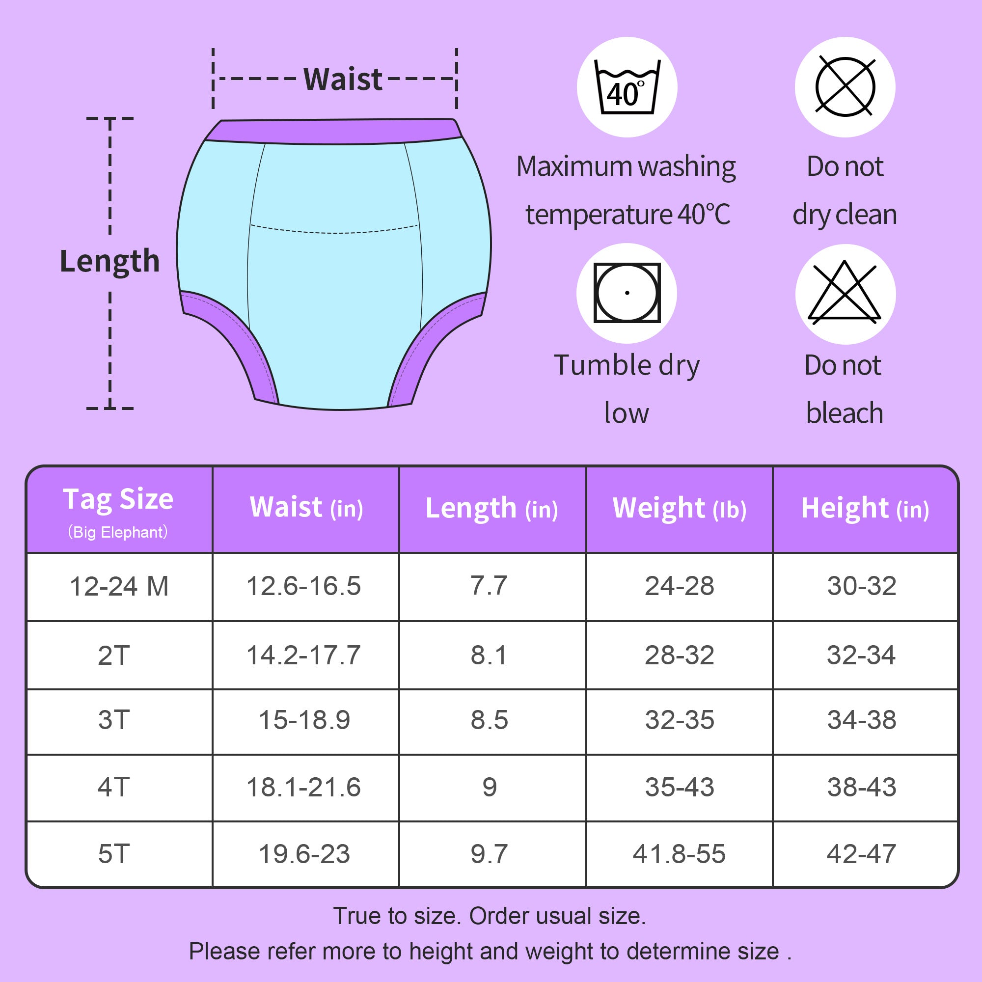 BIG ELEPHANT 10-Pack Cotton Training Pants Absorbent, Soft for Babies & Kids (12 Months - 10 Years)