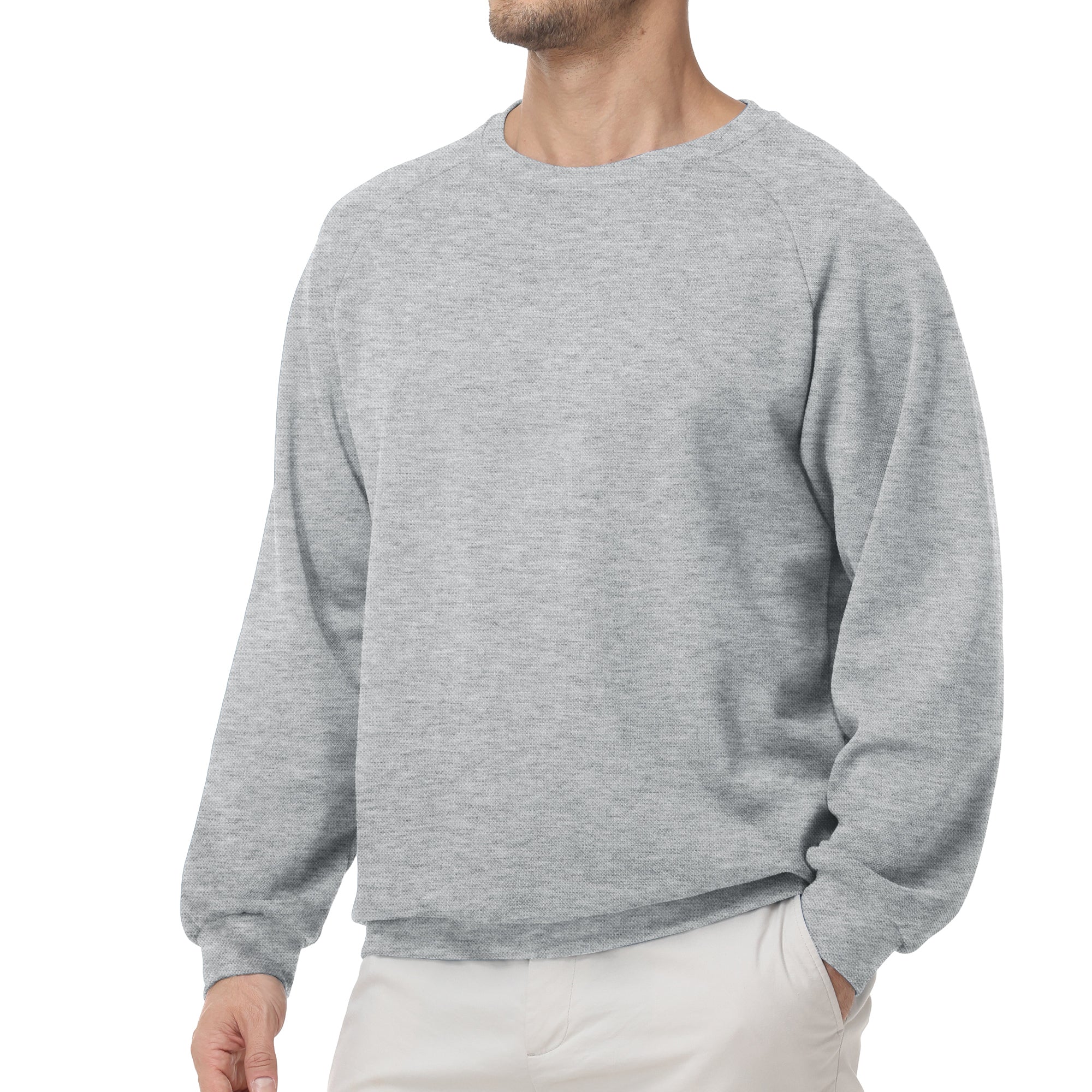 Pepypepy Men's Crewneck Sweatshirt – Soft Lightweight Cotton Pullover, Solid Color Long Sleeve for Casual Wear and Layering