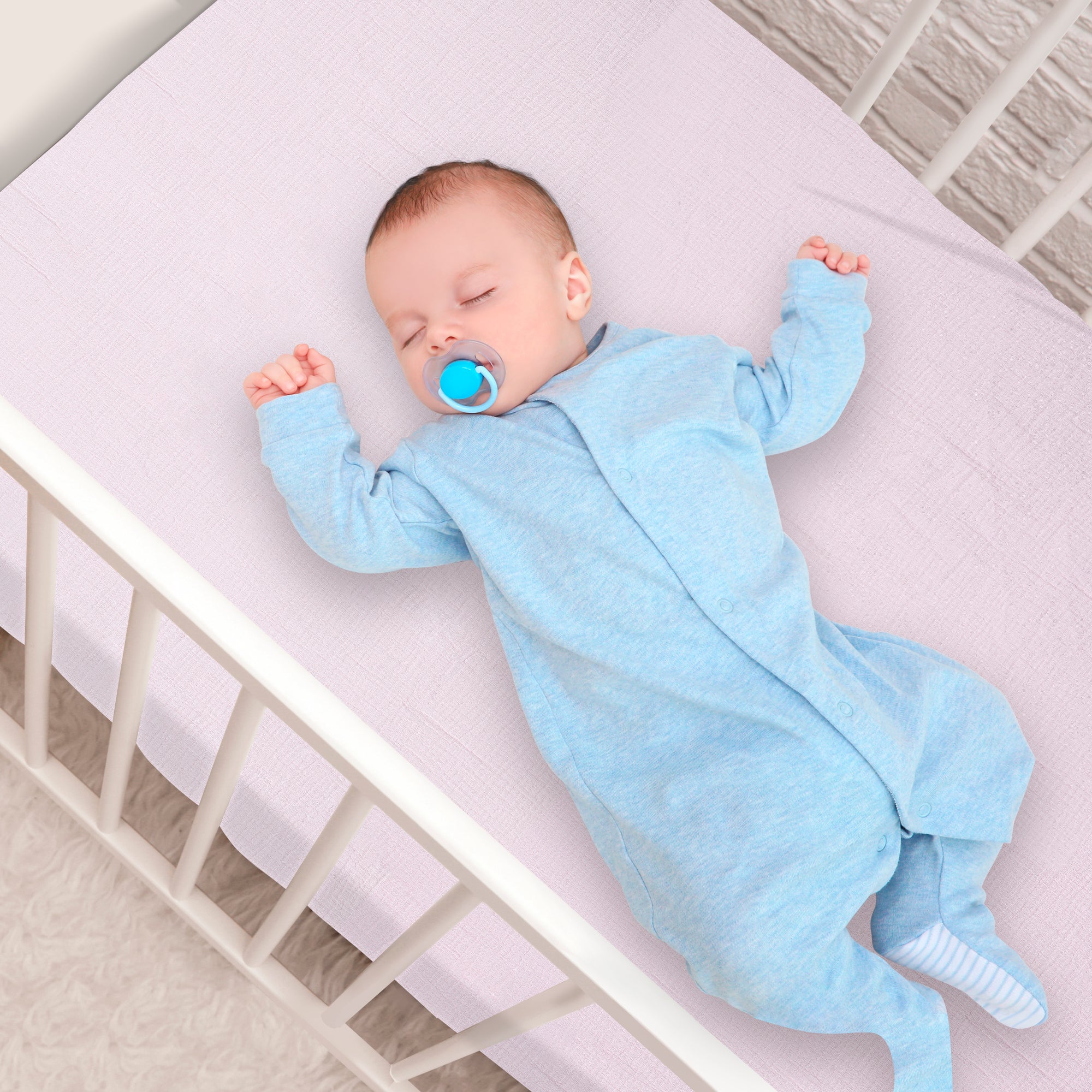 Baby Crib Sheets for Boys Girls, Fitted Elastic Mattress Cover, Army Green, Lavender, Light Blue, Pink
