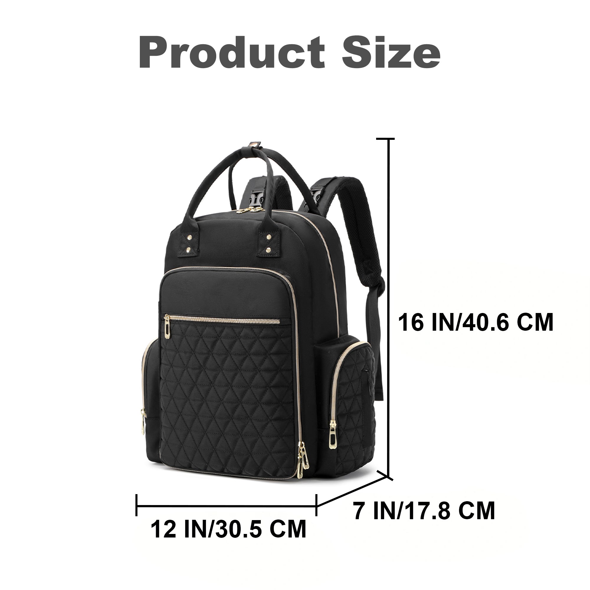 Multifunction Baby Diaper Bag Backpack, Travel Maternity Nappy Bag for Moms, 12x7x16 Inches