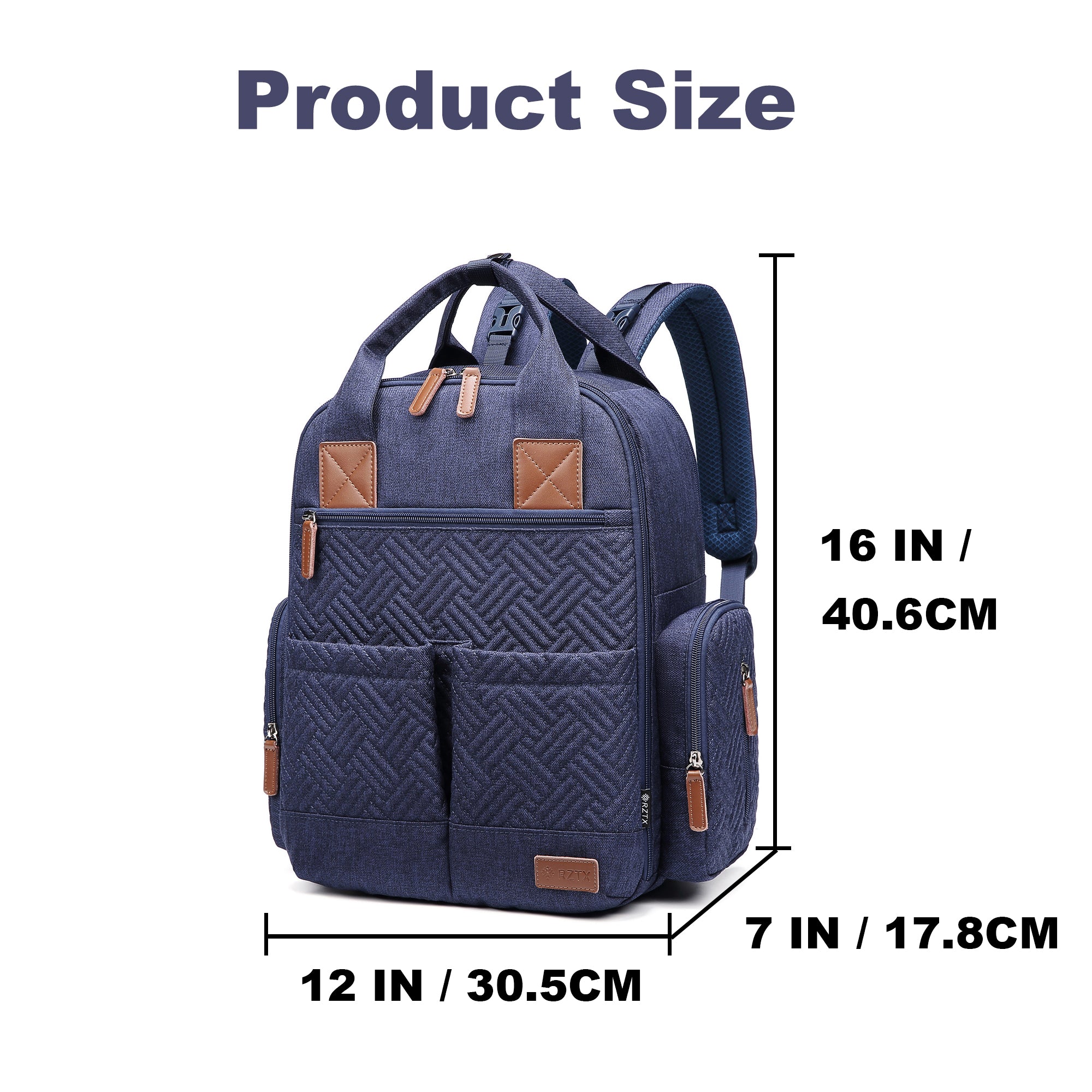 Waterproof Baby Diaper Bag Backpack, Maternity Nappy Bag with Dry & Wet Separation, 12x7x16 Inches