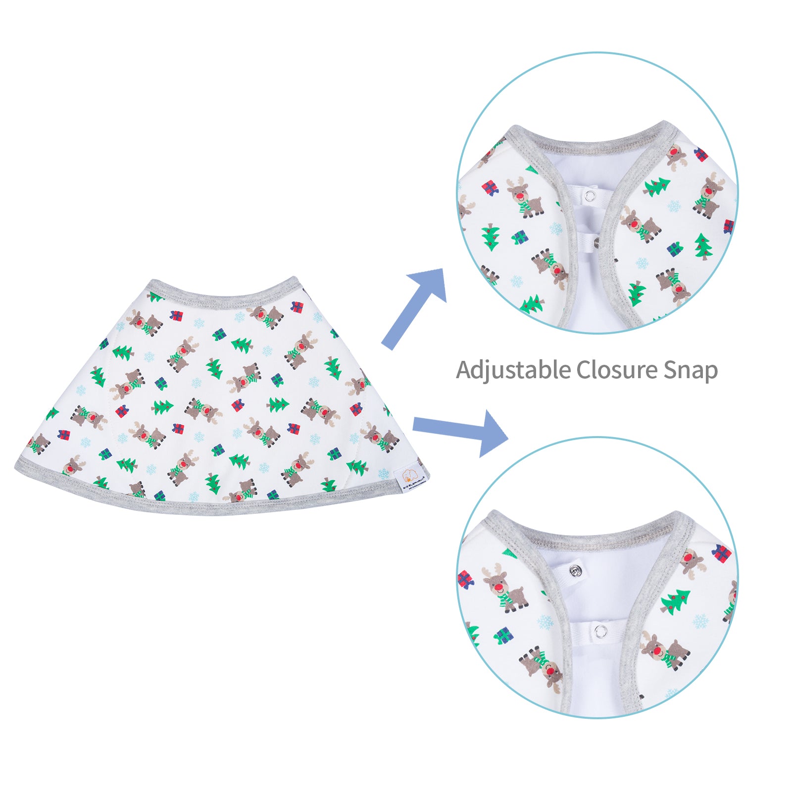 BIG ELEPHANT 4-Pack Baby Bibs and 4-Pack Burp Cloths with Christmas Designs – Soft and Absorbent Burp Rags for Boys and Girls