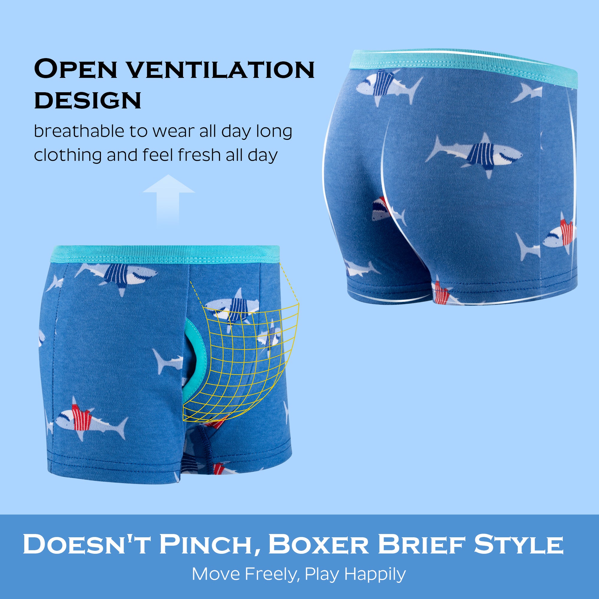 BIG ELEPHANT 10-Pack Boys' Cotton Boxer Briefs – Soft, Breathable Toddler Underwear with Fun Dinosaur Prints, Size 3T-10Y