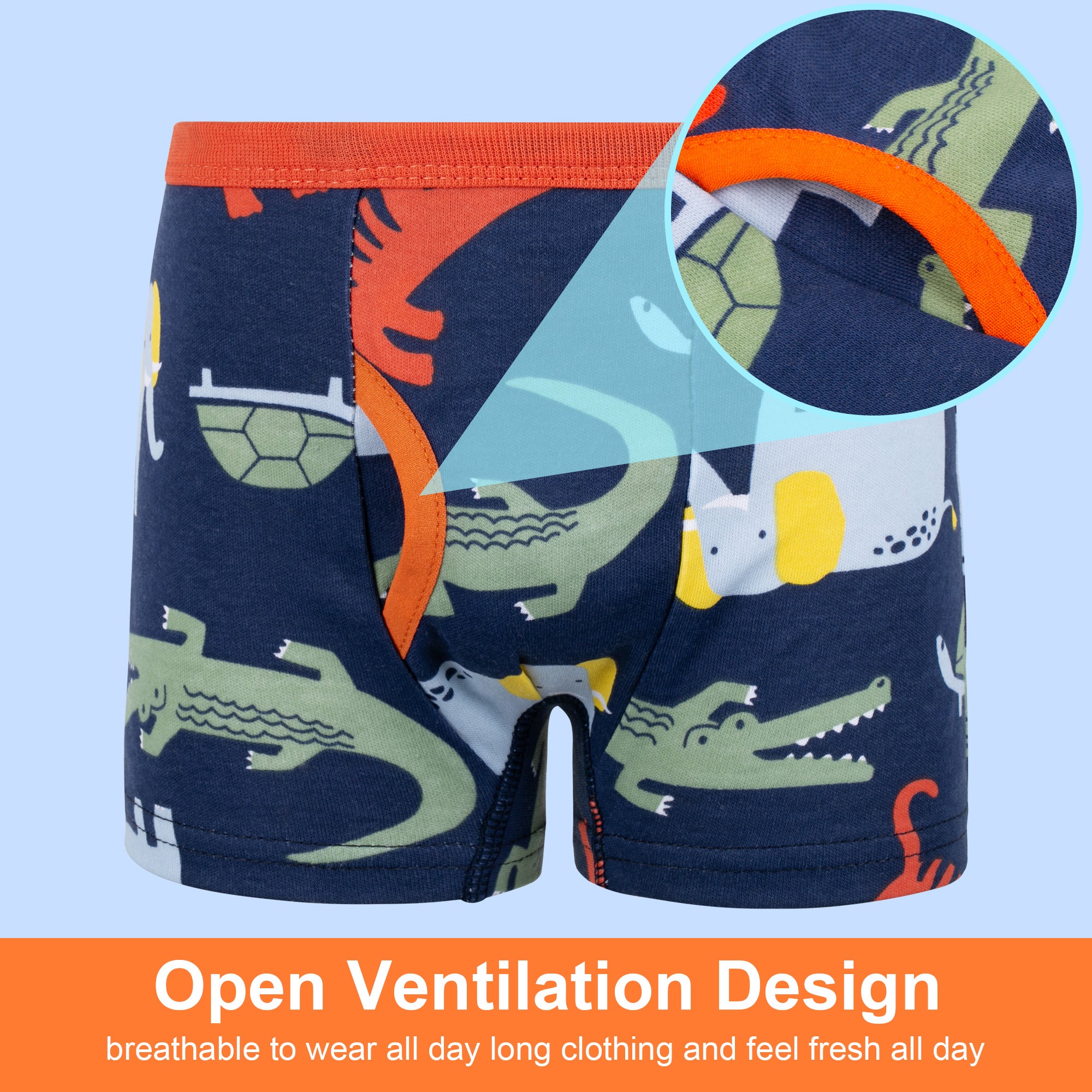 BIG ELEPHANT 10-Pack Boys' Cotton Boxer Briefs – Soft, Breathable Toddler Underwear with Fun Dinosaur Prints, Size 3T-10Y