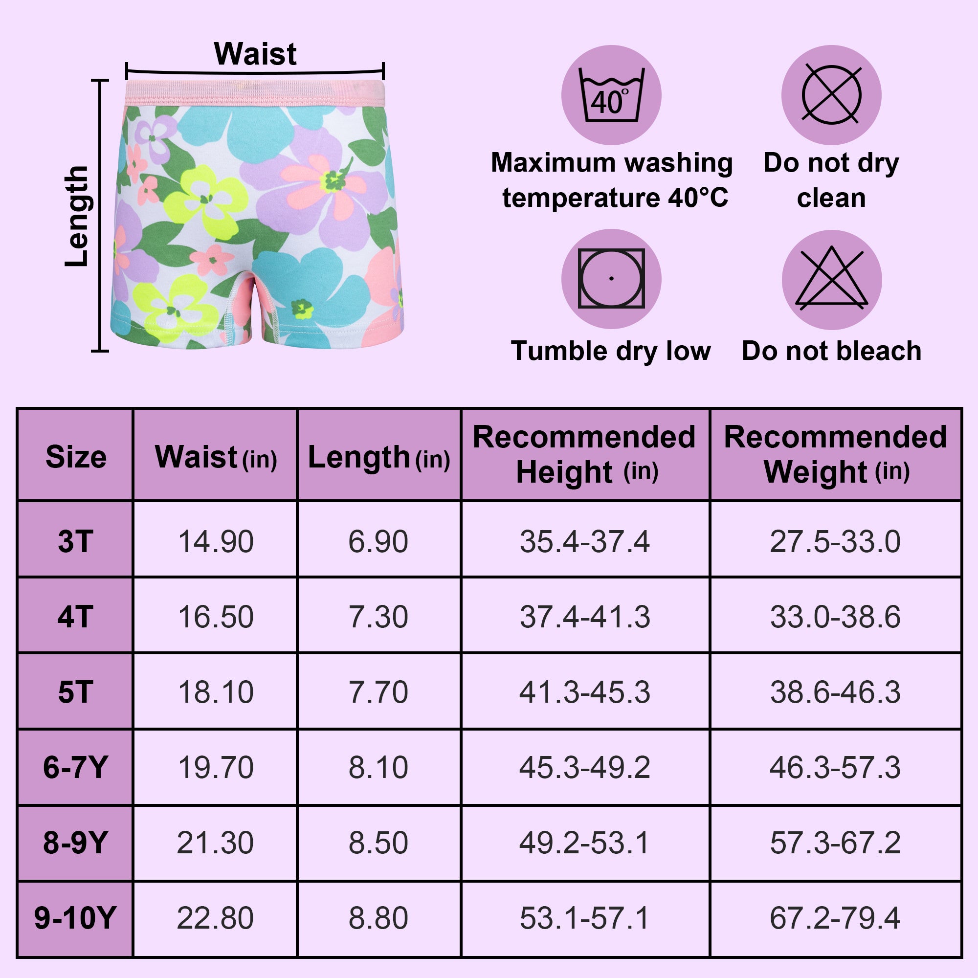 BIG ELEPHANT 10-Pack Girls Cotton Boxer Briefs Underwear – Soft, Breathable Toddler Panties (Sizes 3T-10Y)