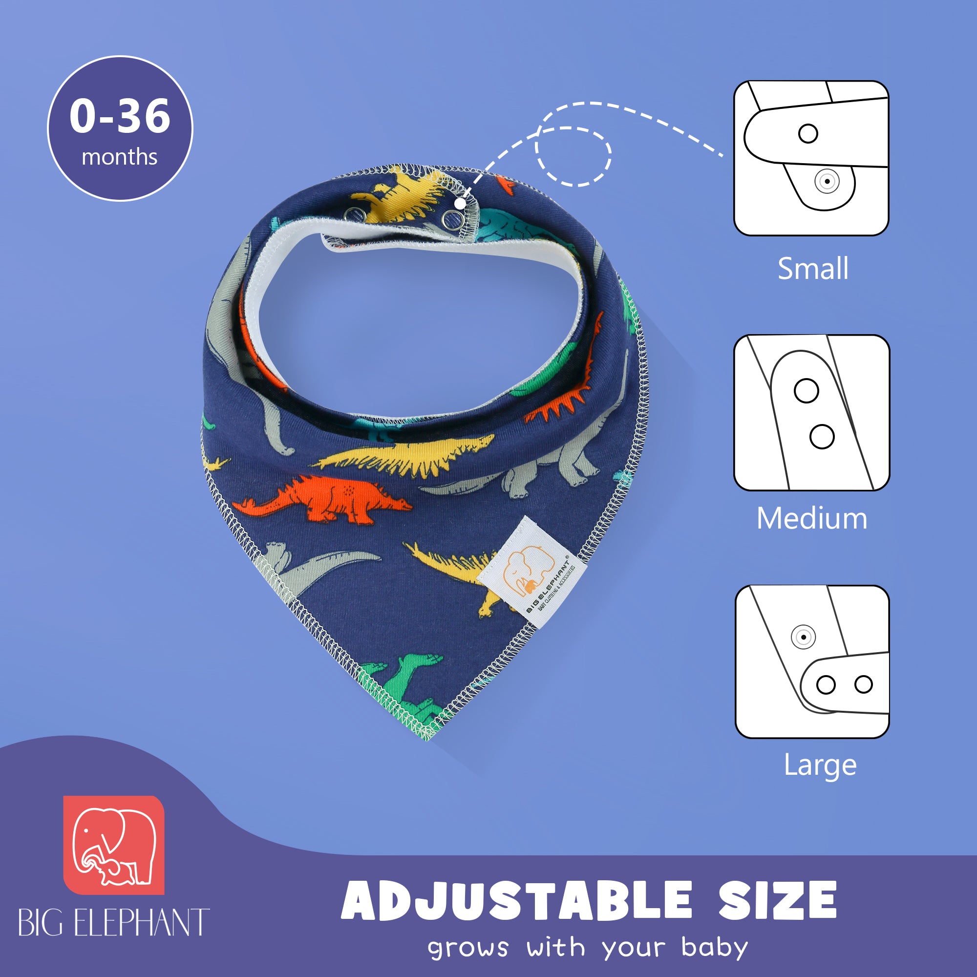 BIG ELEPHANT 6pcs/7pcs Baby Bibs – Soft Cotton Drool Bibs for Teething and Drooling Babies, Suitable for 0-36 Months