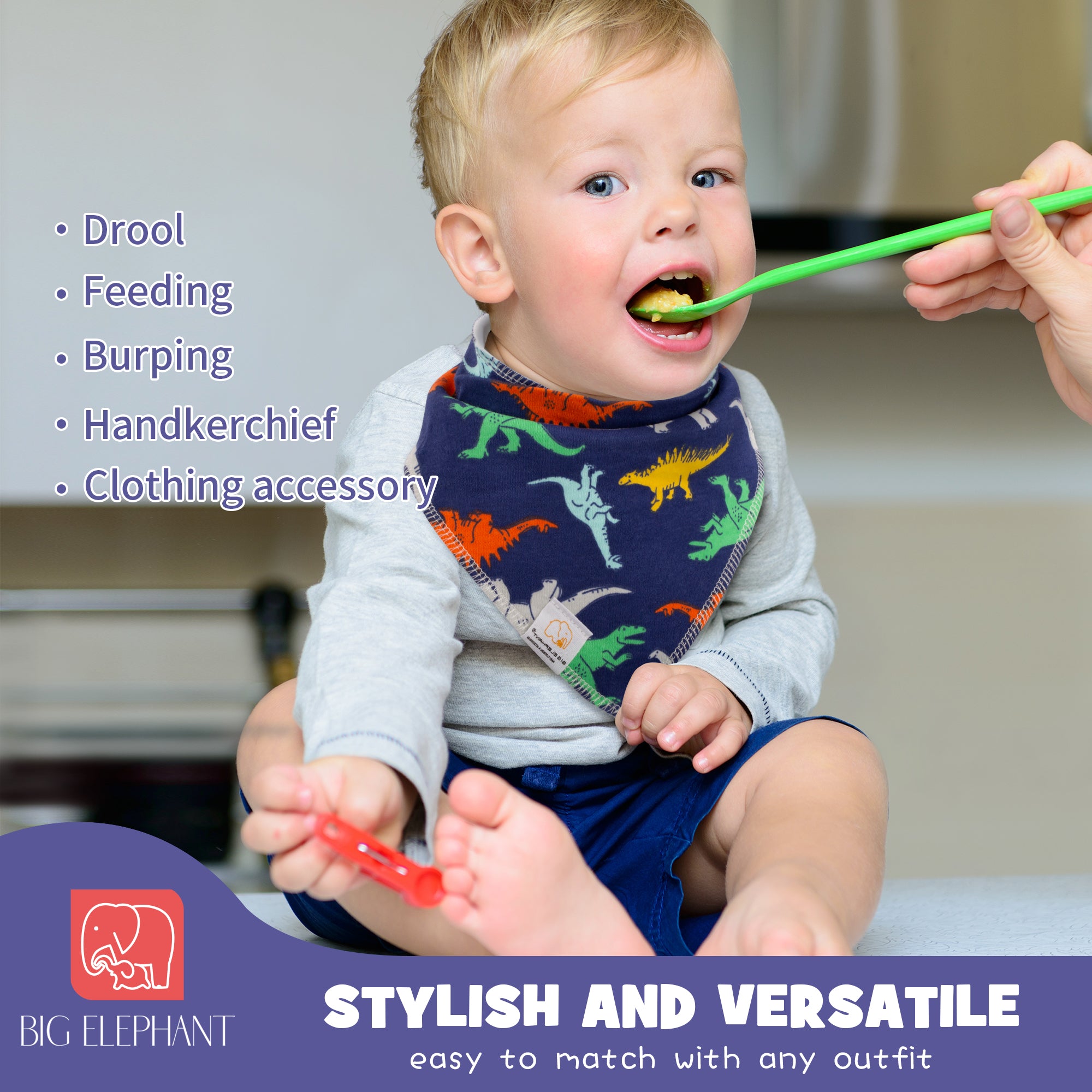 BIG ELEPHANT 6pcs/7pcs Baby Bibs – Soft Cotton Drool Bibs for Teething and Drooling Babies, Suitable for 0-36 Months