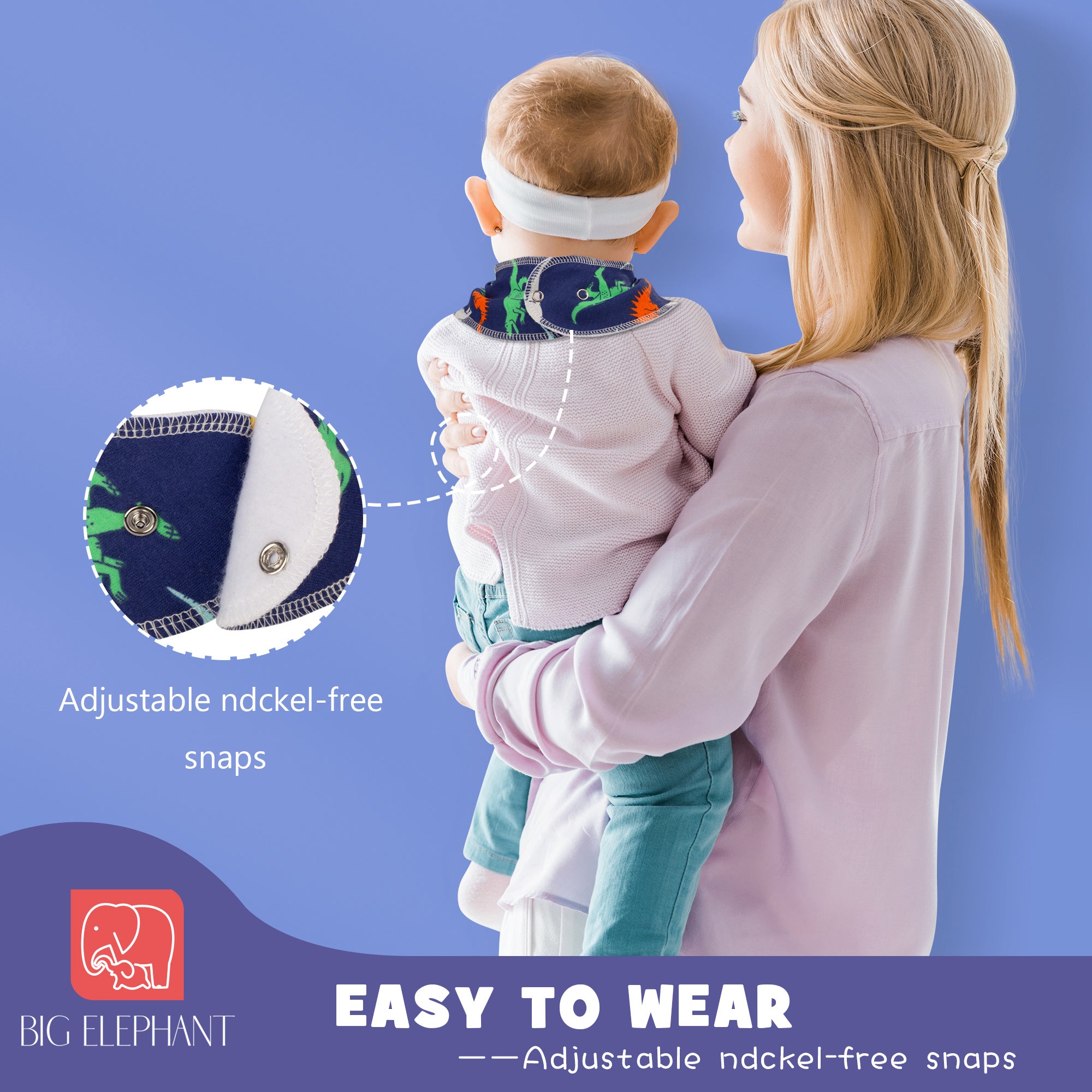 BIG ELEPHANT 6pcs/7pcs Baby Bibs – Soft Cotton Drool Bibs for Teething and Drooling Babies, Suitable for 0-36 Months