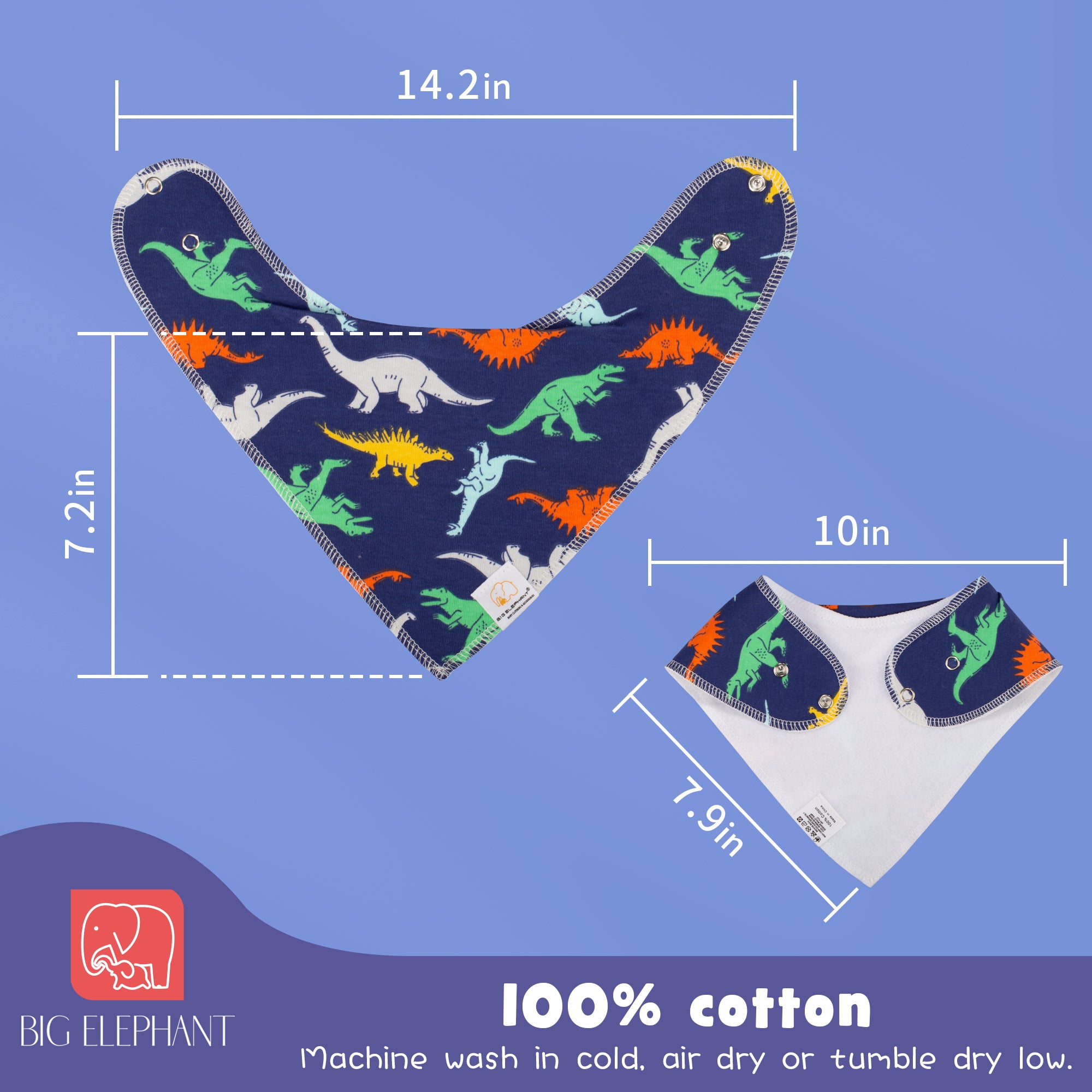BIG ELEPHANT 6pcs/7pcs Baby Bibs – Soft Cotton Drool Bibs for Teething and Drooling Babies, Suitable for 0-36 Months
