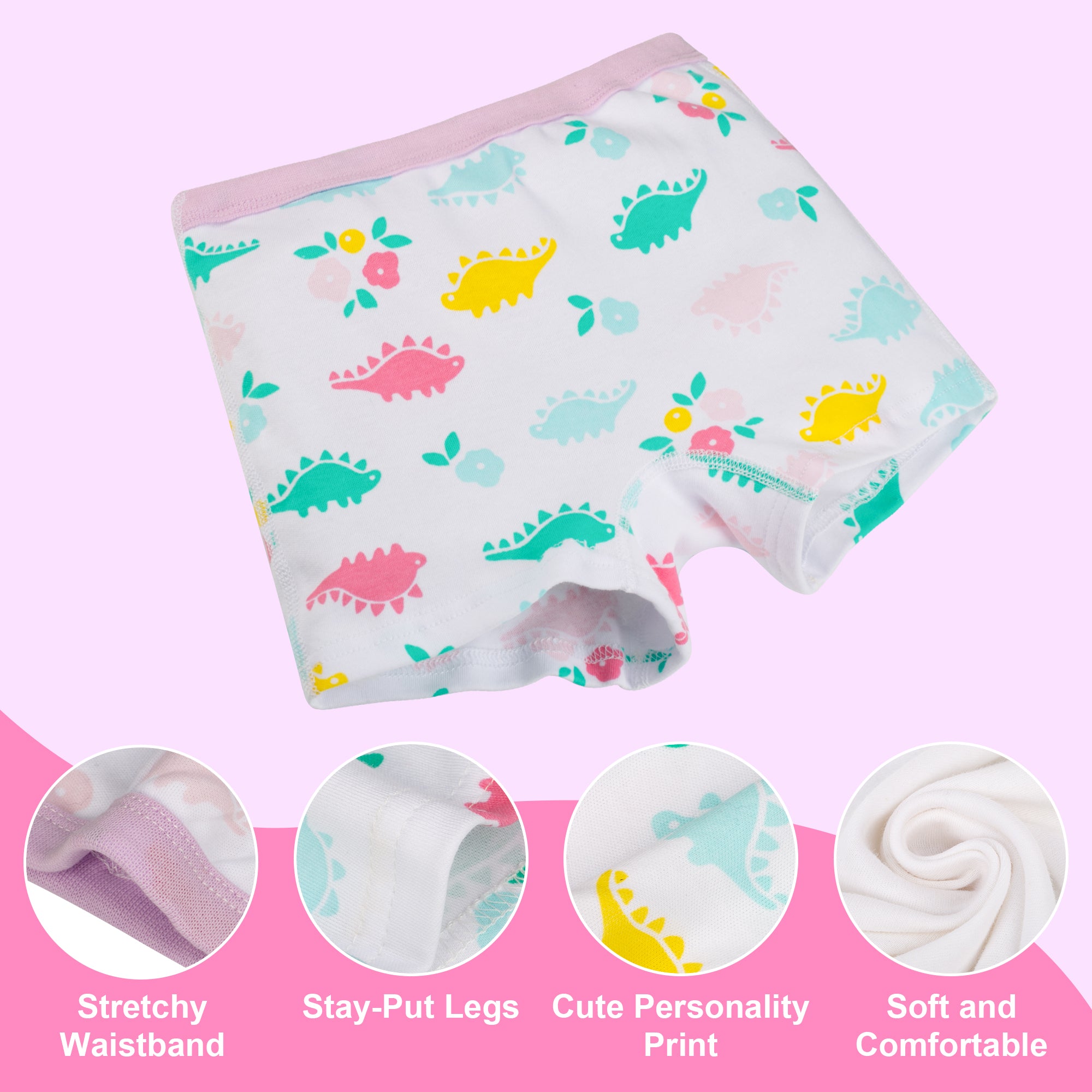 BIG ELEPHANT 10-Pack Girls Cotton Boxer Briefs Underwear – Soft, Breathable Toddler Panties (Sizes 3T-10Y)
