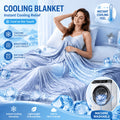 Cooling blanket on a bed