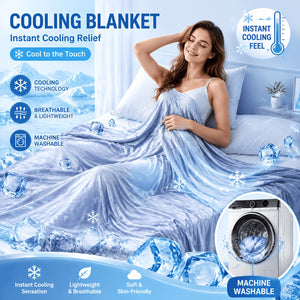 Cooling blanket on a bed