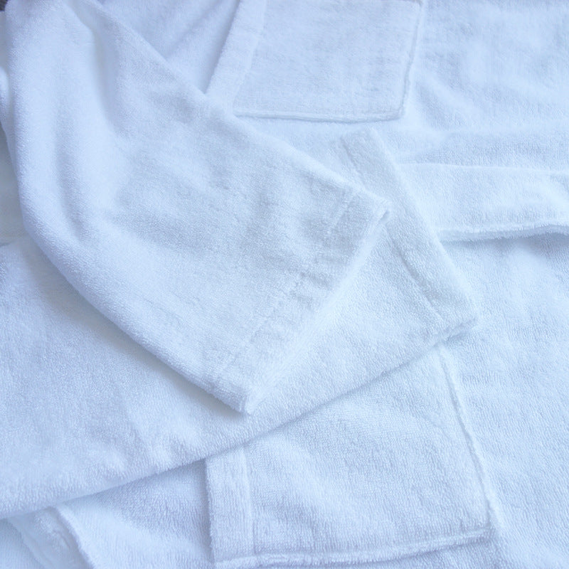 Close-up of bathrobe fabric and pocket detail