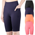 BIG ELEPHANT 4-Pack Girls' High-Waisted Compression Workout Shorts with Pockets. For Yoga, Dance, Running, Soccer. Sizes S-XXL