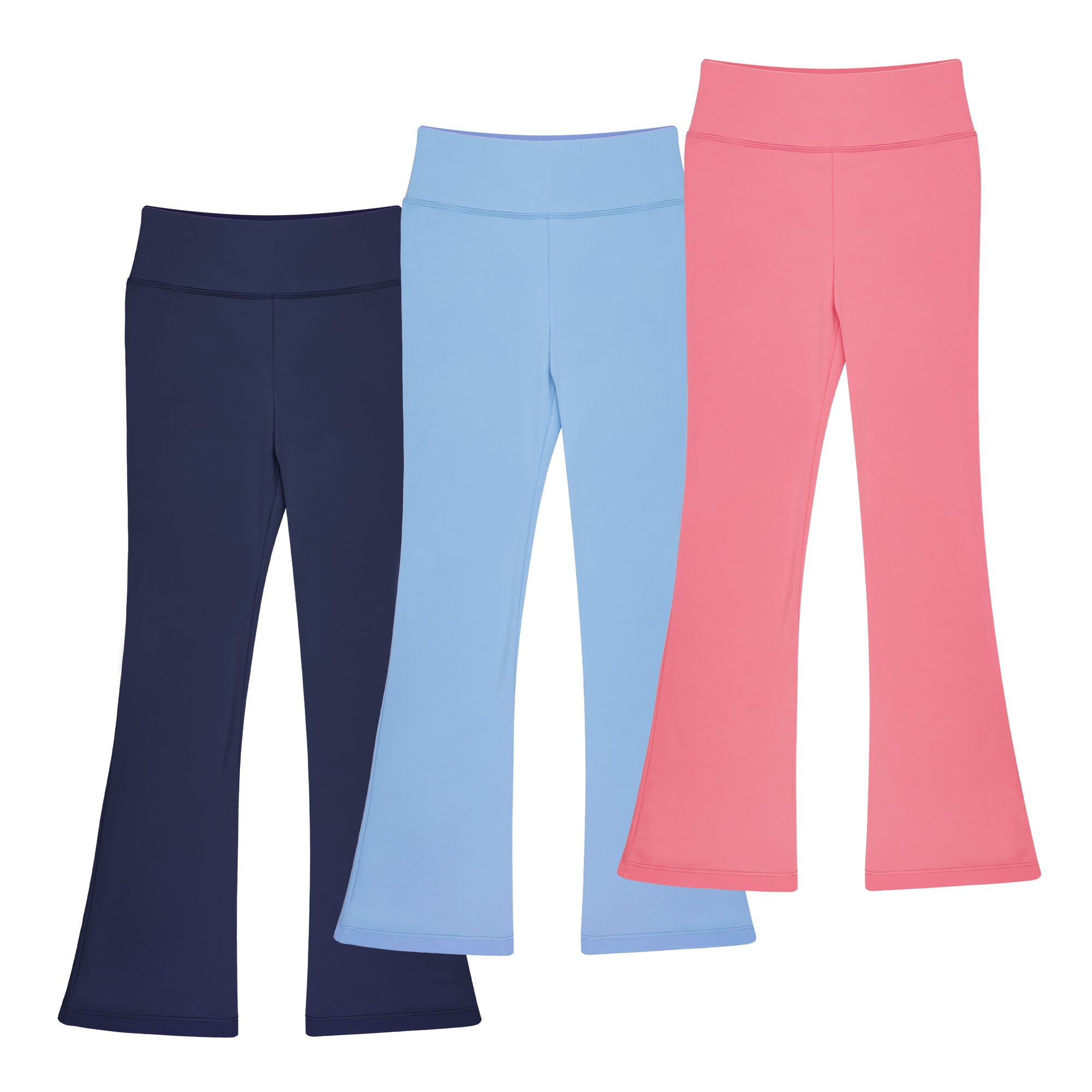 BIG ELEGHANT Girls High-Waisted Flare Leggings - 3-Pack Bootcut Yoga Pants for Dance, Sizes XS-XL