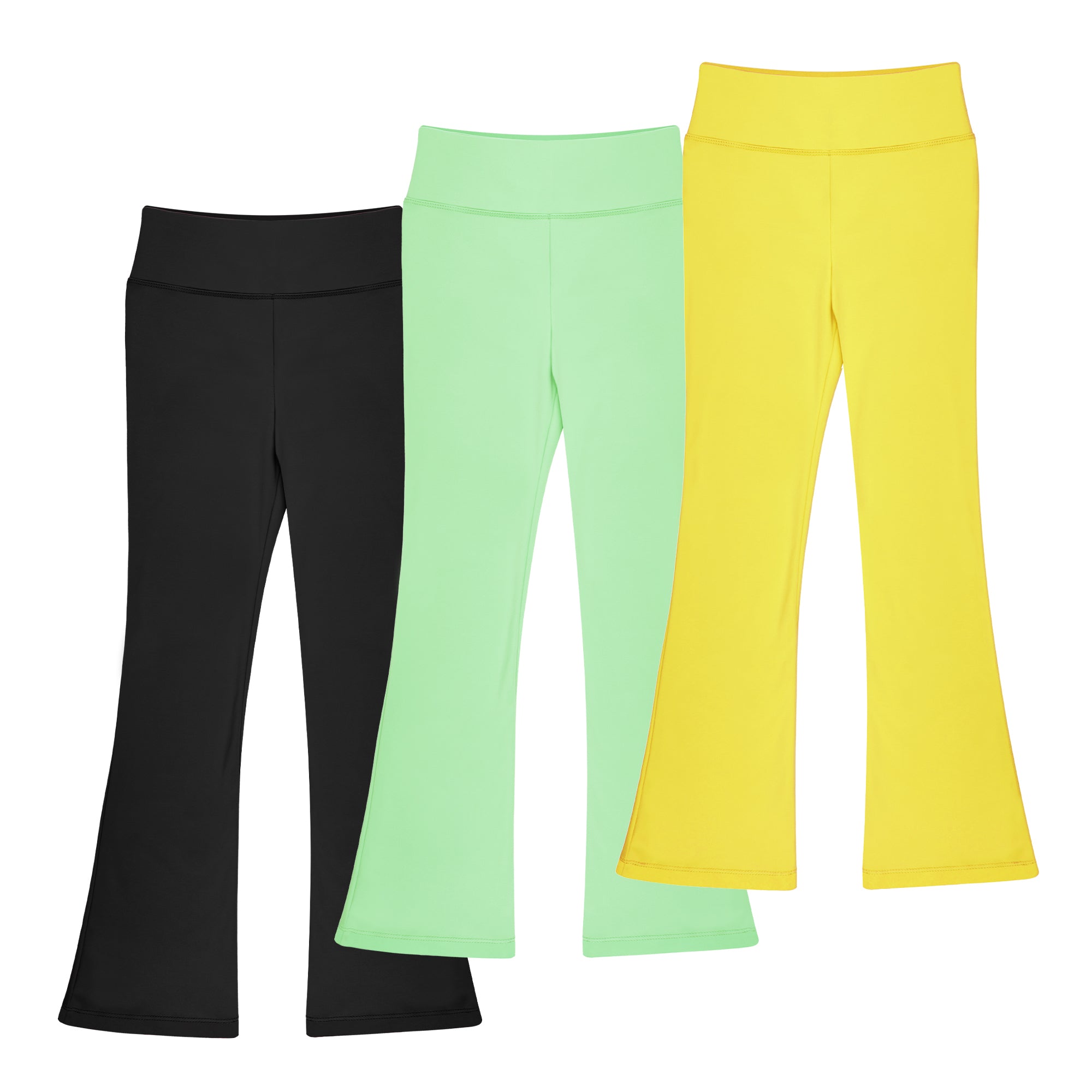 BIG ELEGHANT Girls High-Waisted Flare Leggings - 3-Pack Bootcut Yoga Pants for Dance, Sizes XS-XL